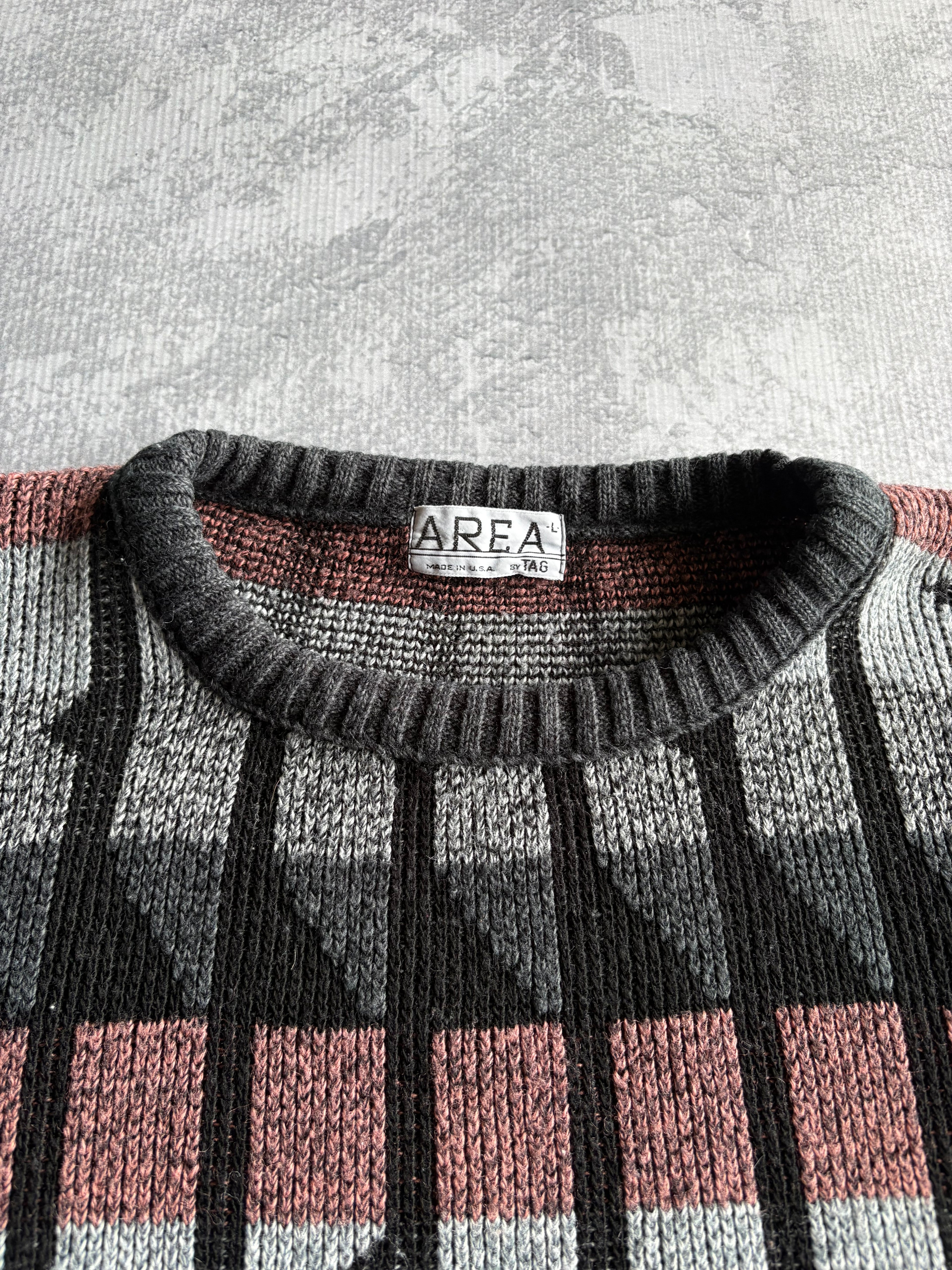 Vintage 90s Area Abstract Geometric Multicolor Knit Sweater - M