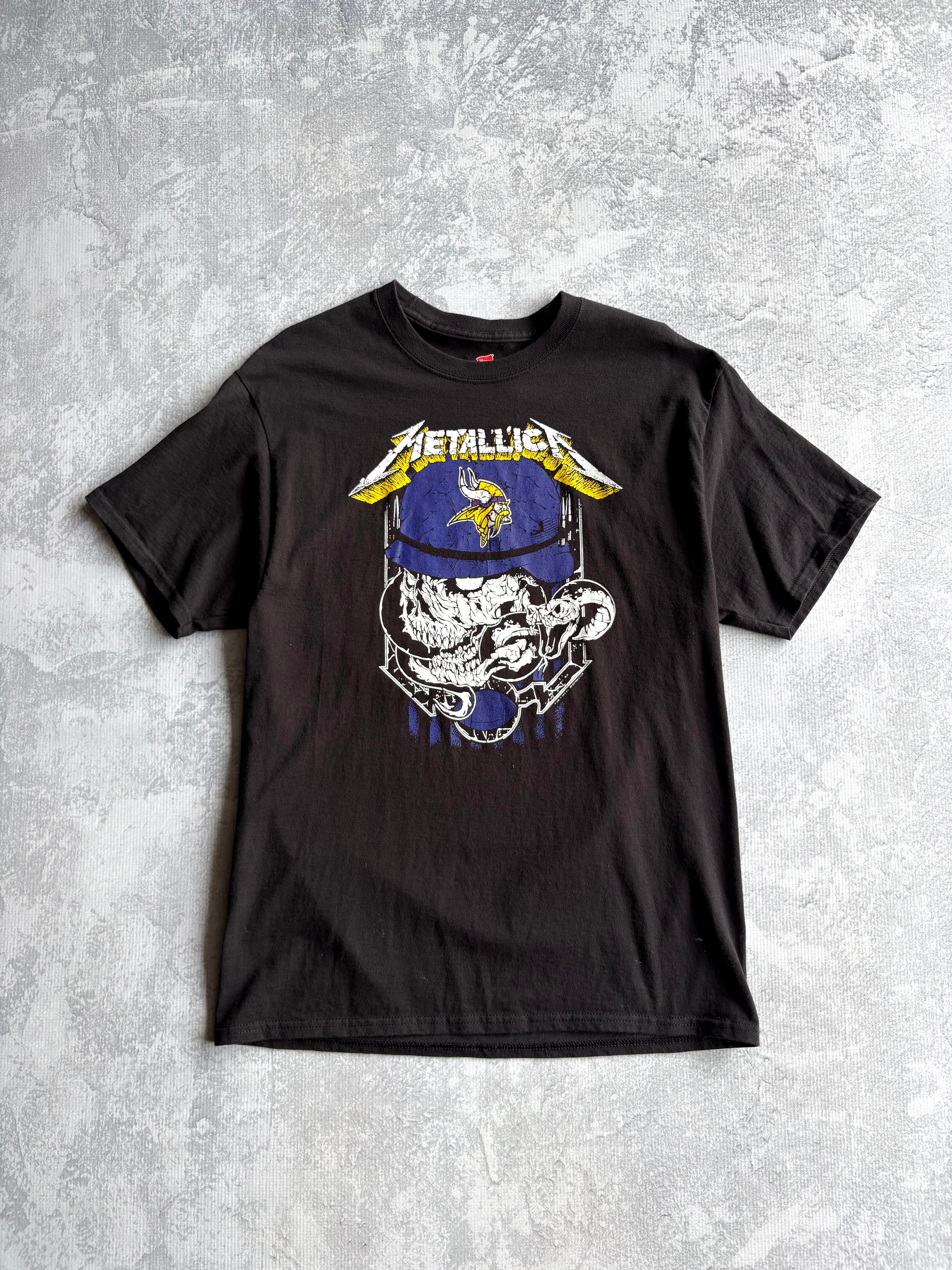 Metallica x Minnesota Vikings Faded Rock Band Concert Tee Shirt - L