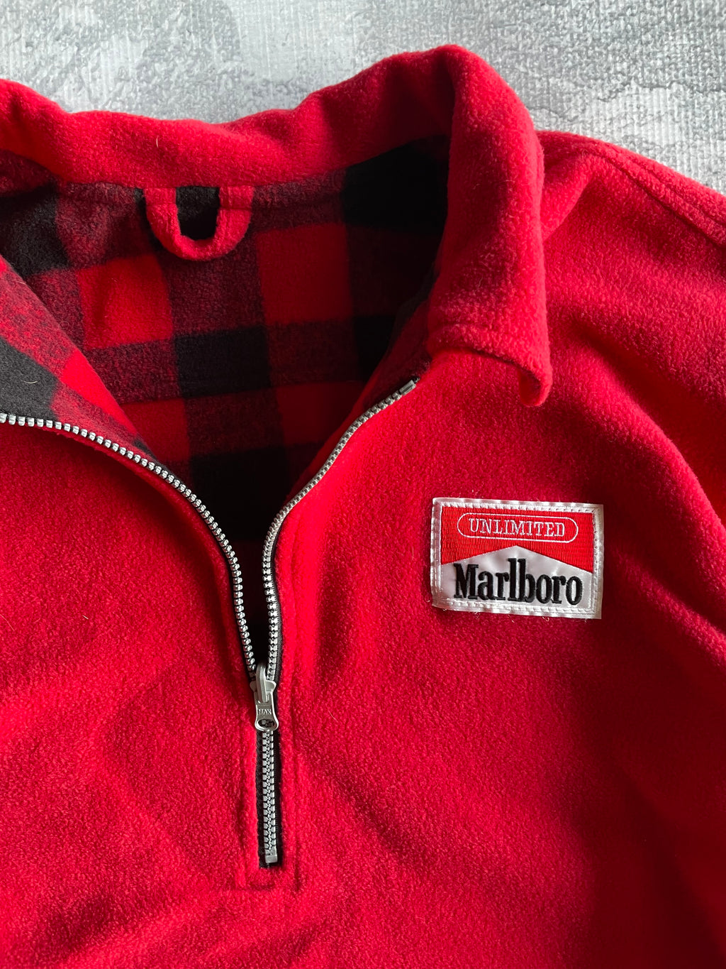 Vintage 90s Marlboro Quarter Zip Reversible Fleece - L