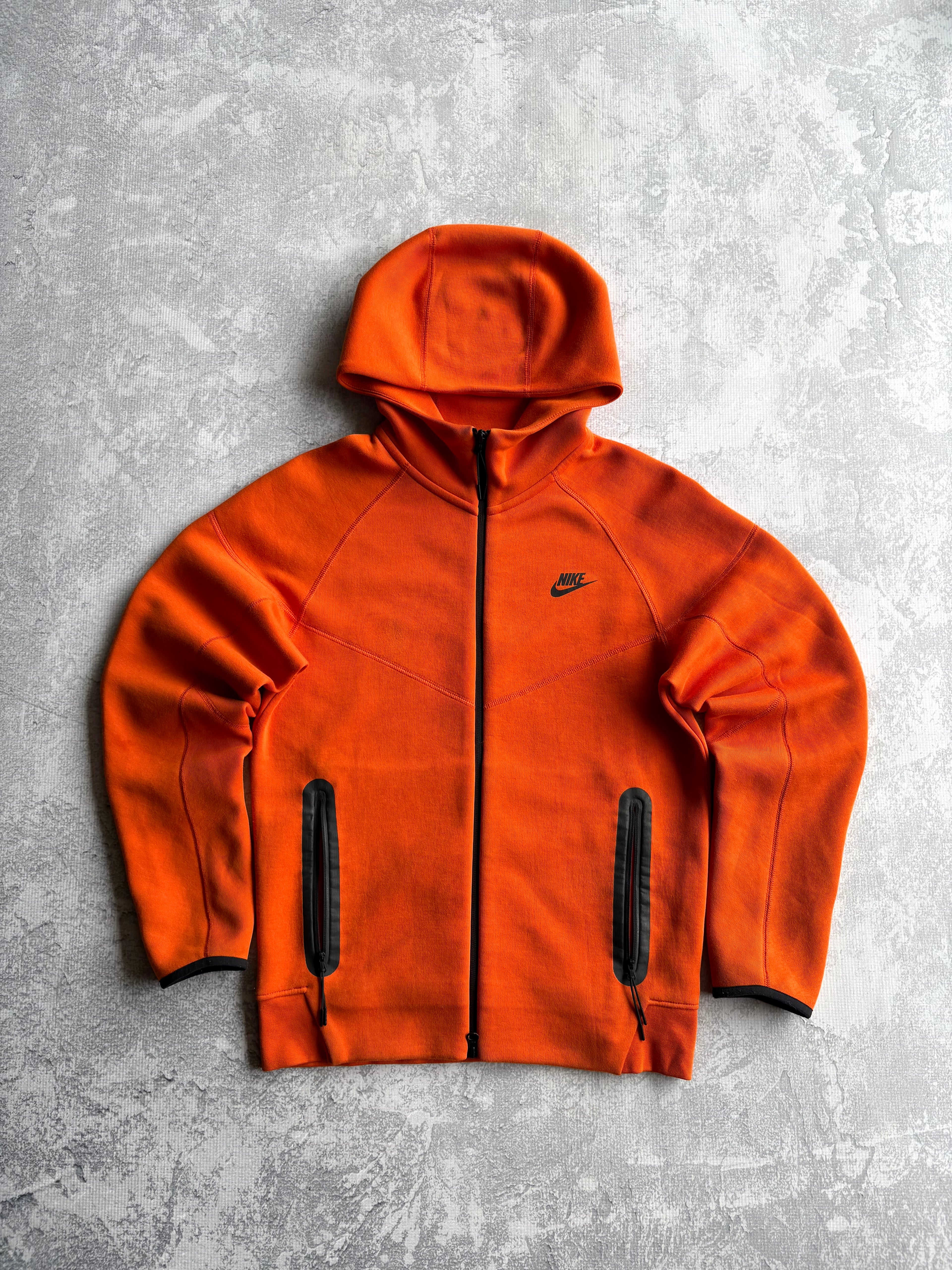 Nike Tech Fleece Zip Up Orange Hoodie - S
