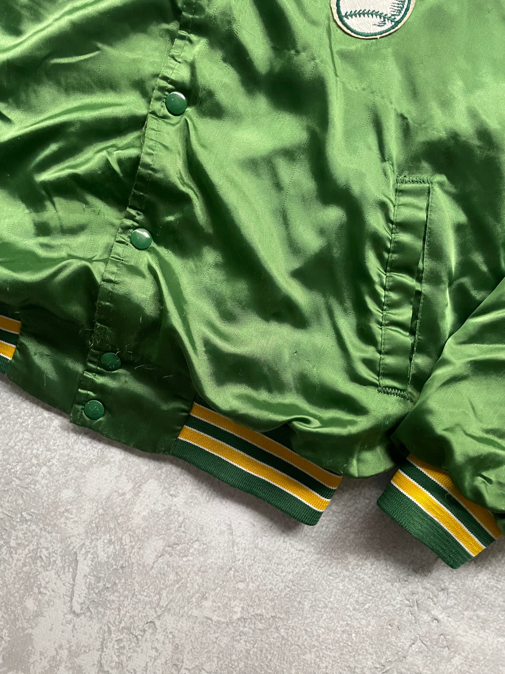 Vintage 90s MLB Chalk Line Oakland Athletics A's Satin Jacket - L