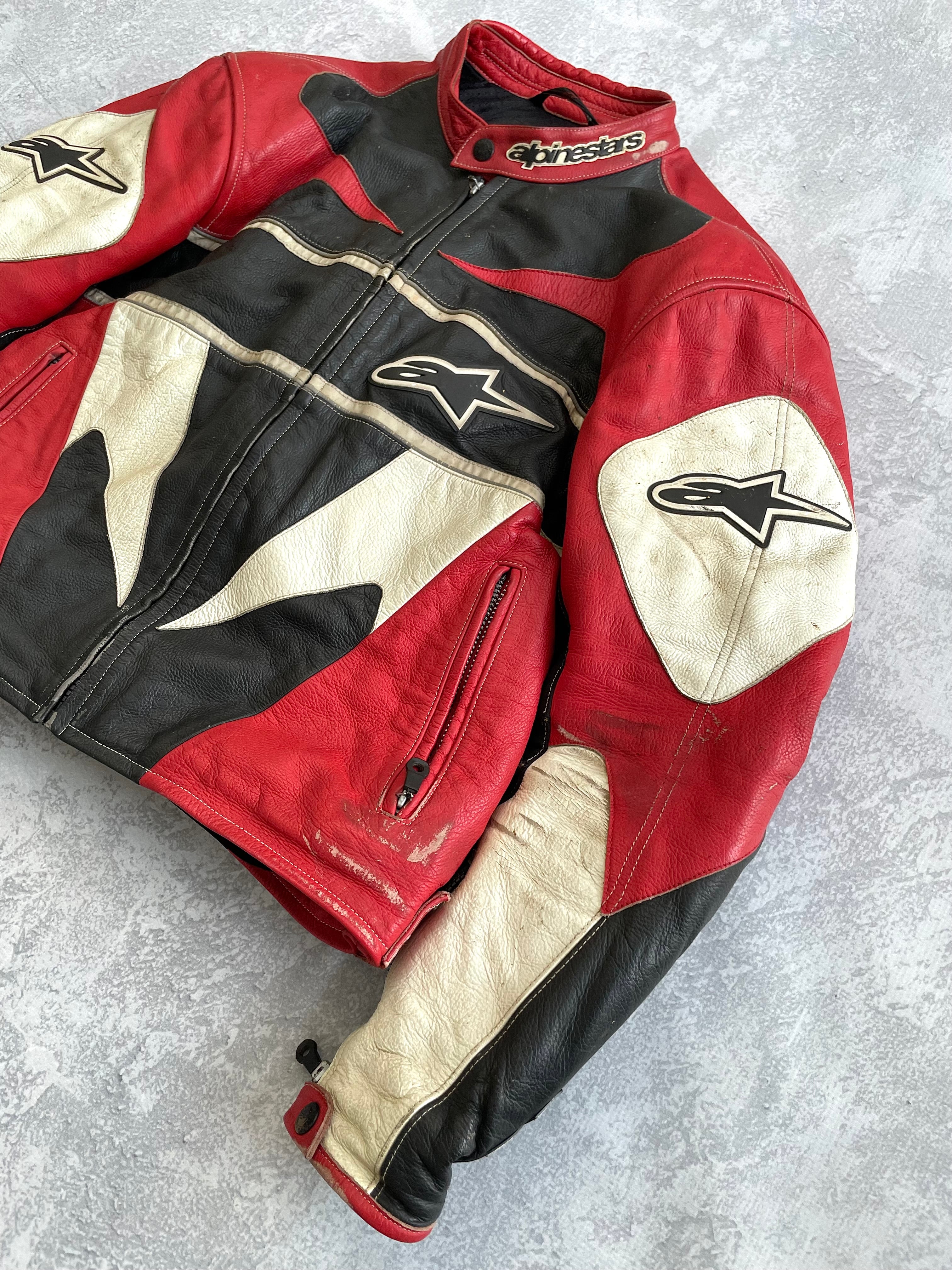 Vintage Alpinestars Leather Motorcycle Distressed Racing Jacket - L