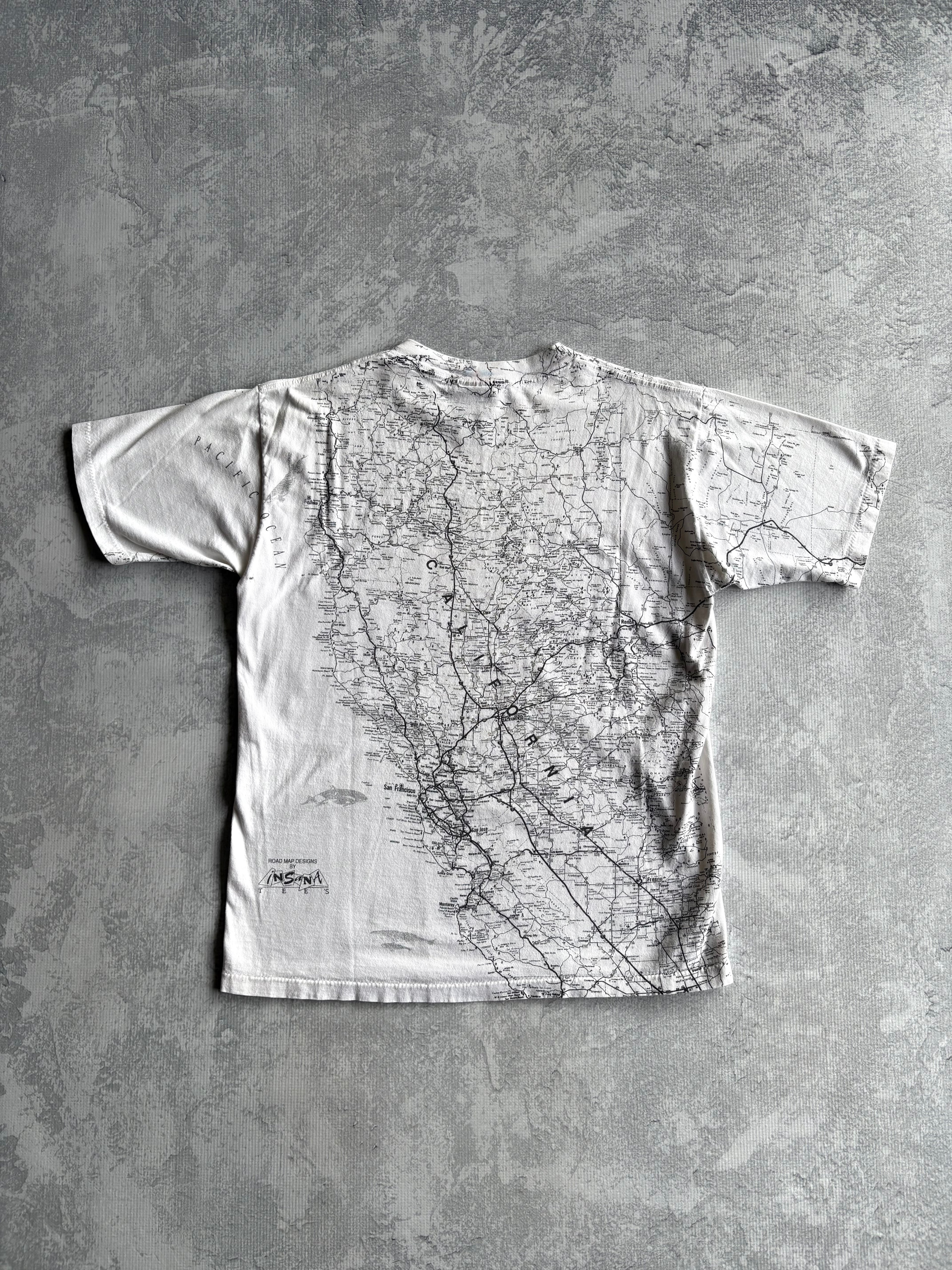 Vintage 90s Sonoma California Map AOP Tee Shirt - L