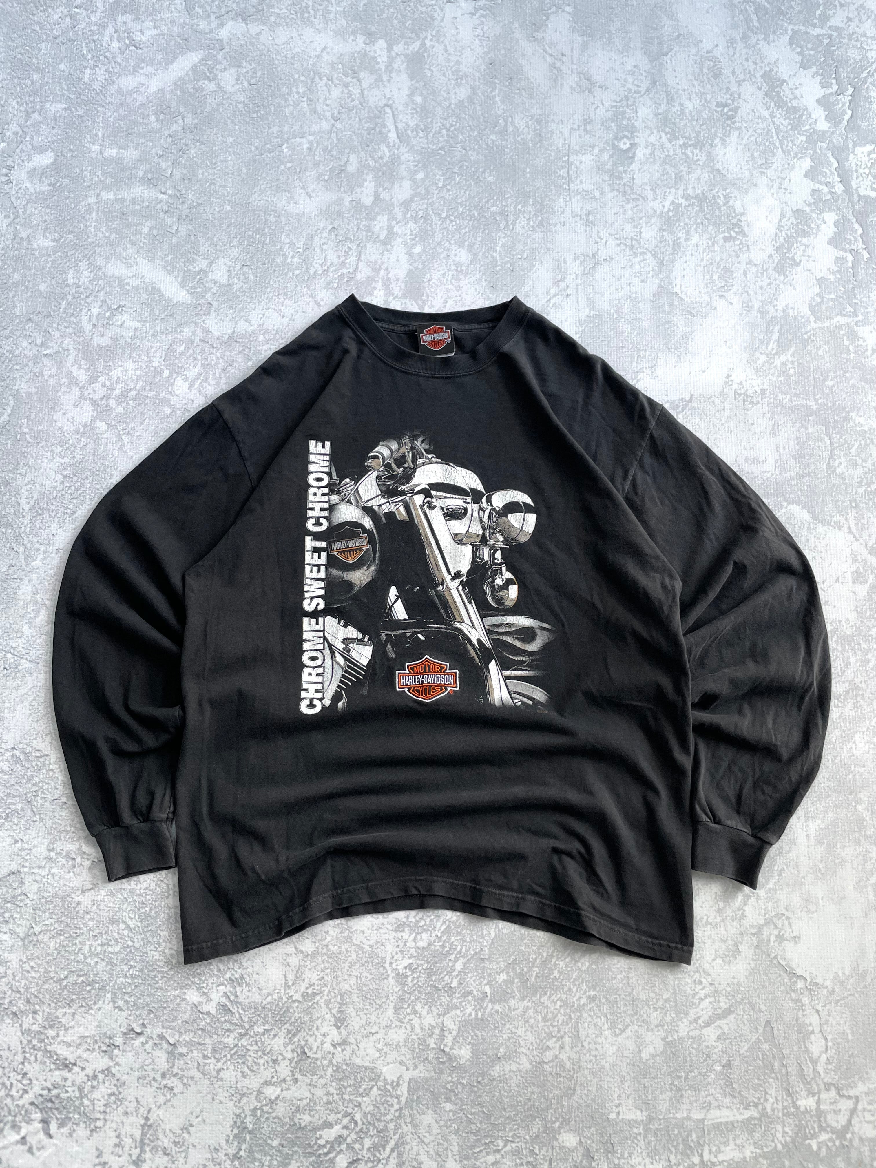 Vintage 90s Harley Davidson Chrome Sweet Chrome Long Sleeve Tee Shirt - L