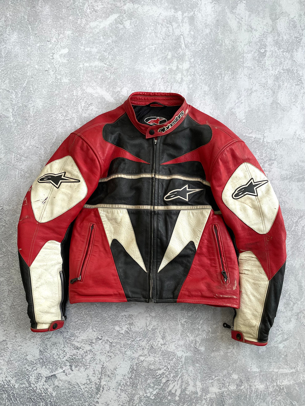 Vintage Alpinestars Leather Motorcycle Distressed Racing Jacket - L