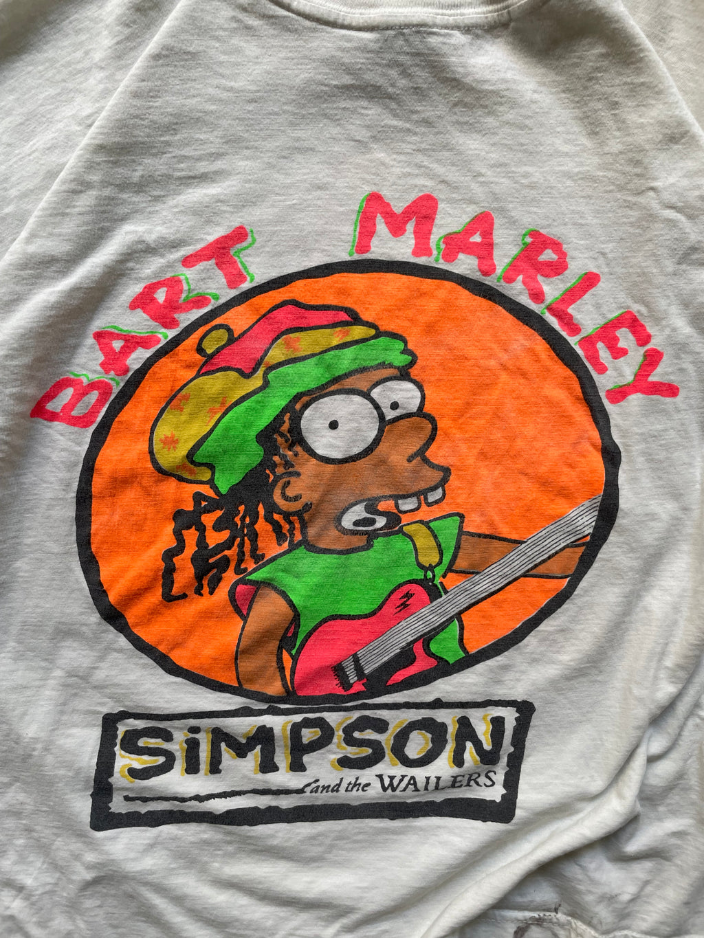 Vintage 90s Bart Marley Simpons Cartoon Parody Tee Shirt - L