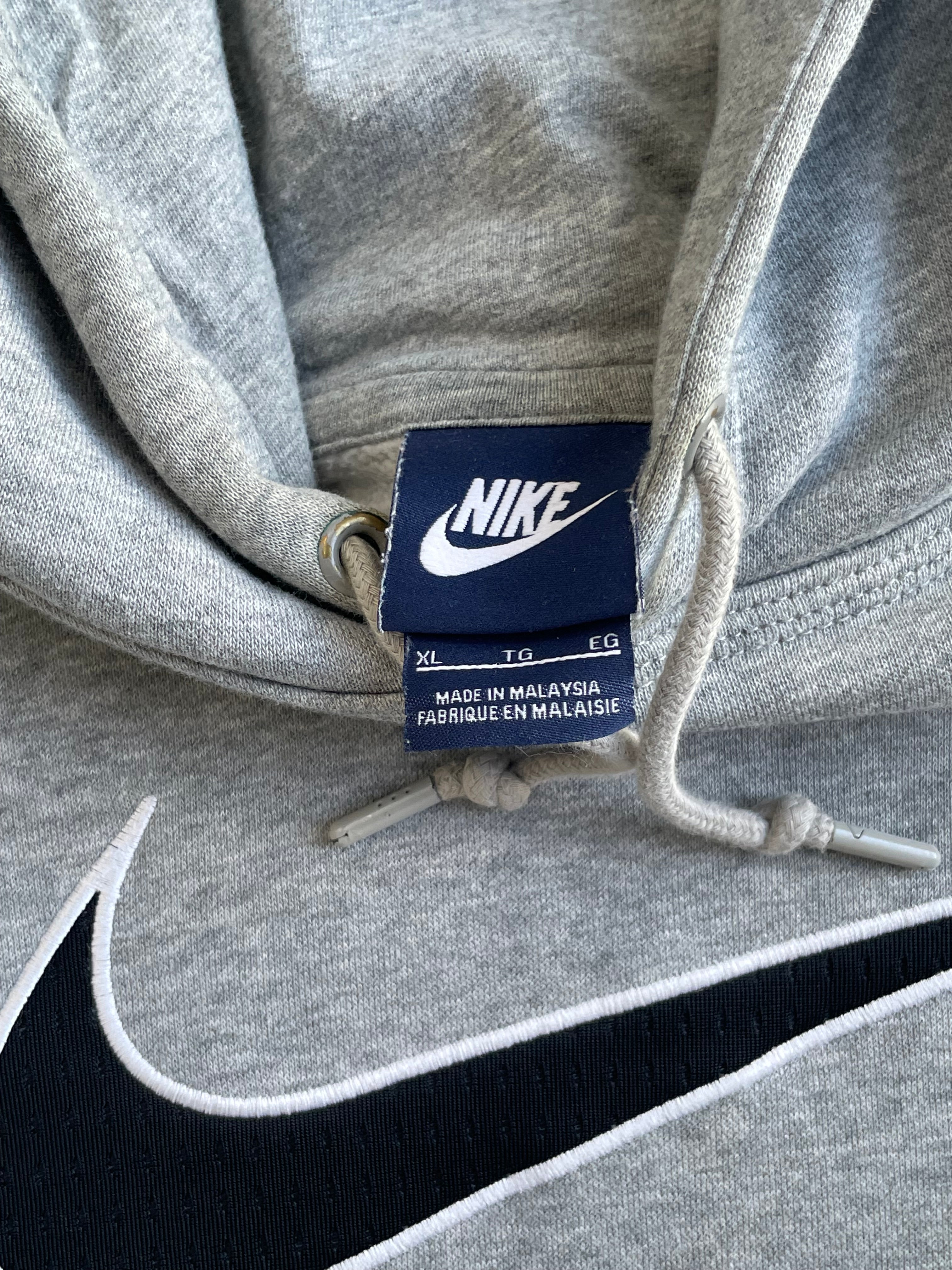 2000s Y2k Nike Center Swoosh Grey Hoodie - XL