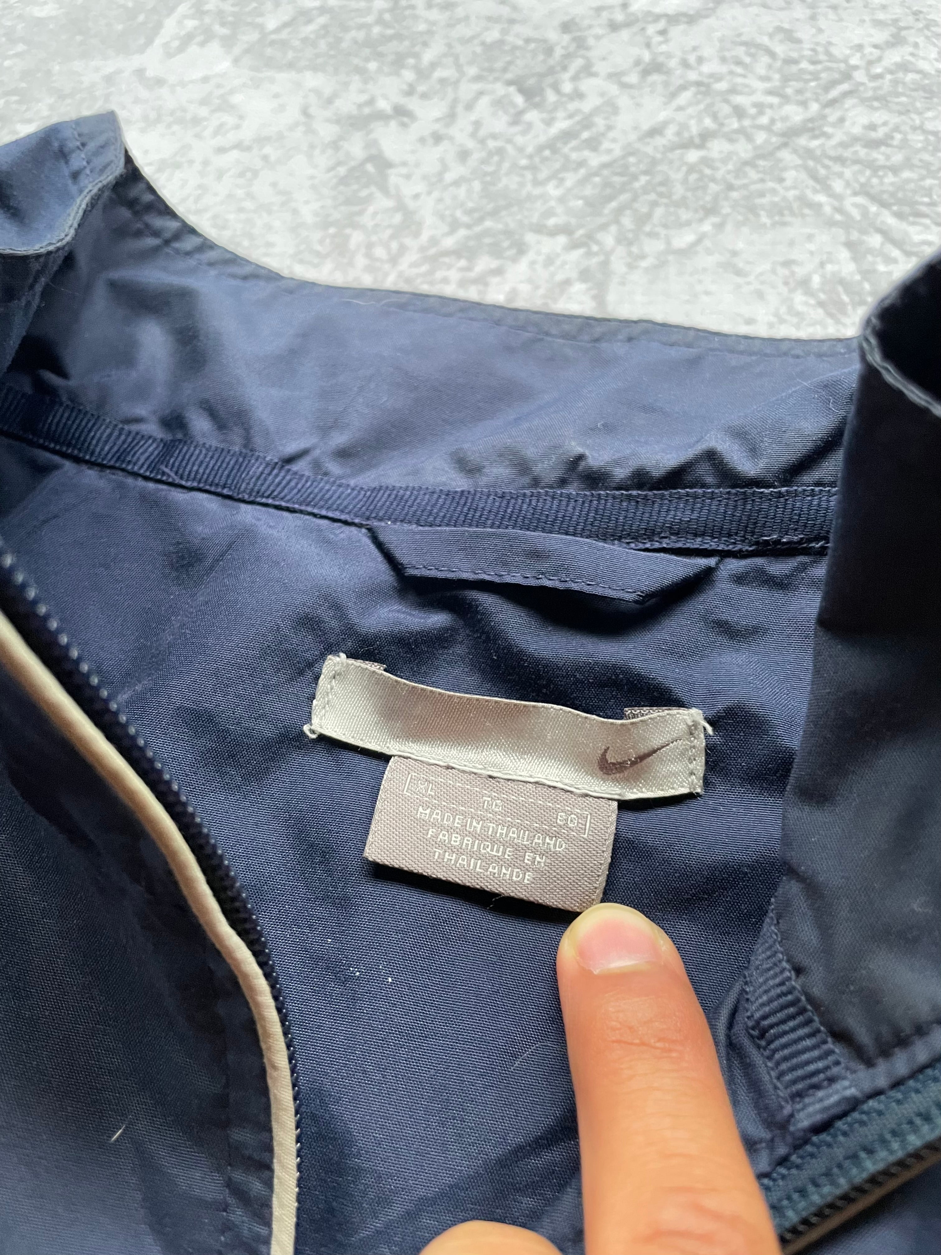 Vintage 2000s Nike Striped Navy/Orange Lined Shell Jacket - XL