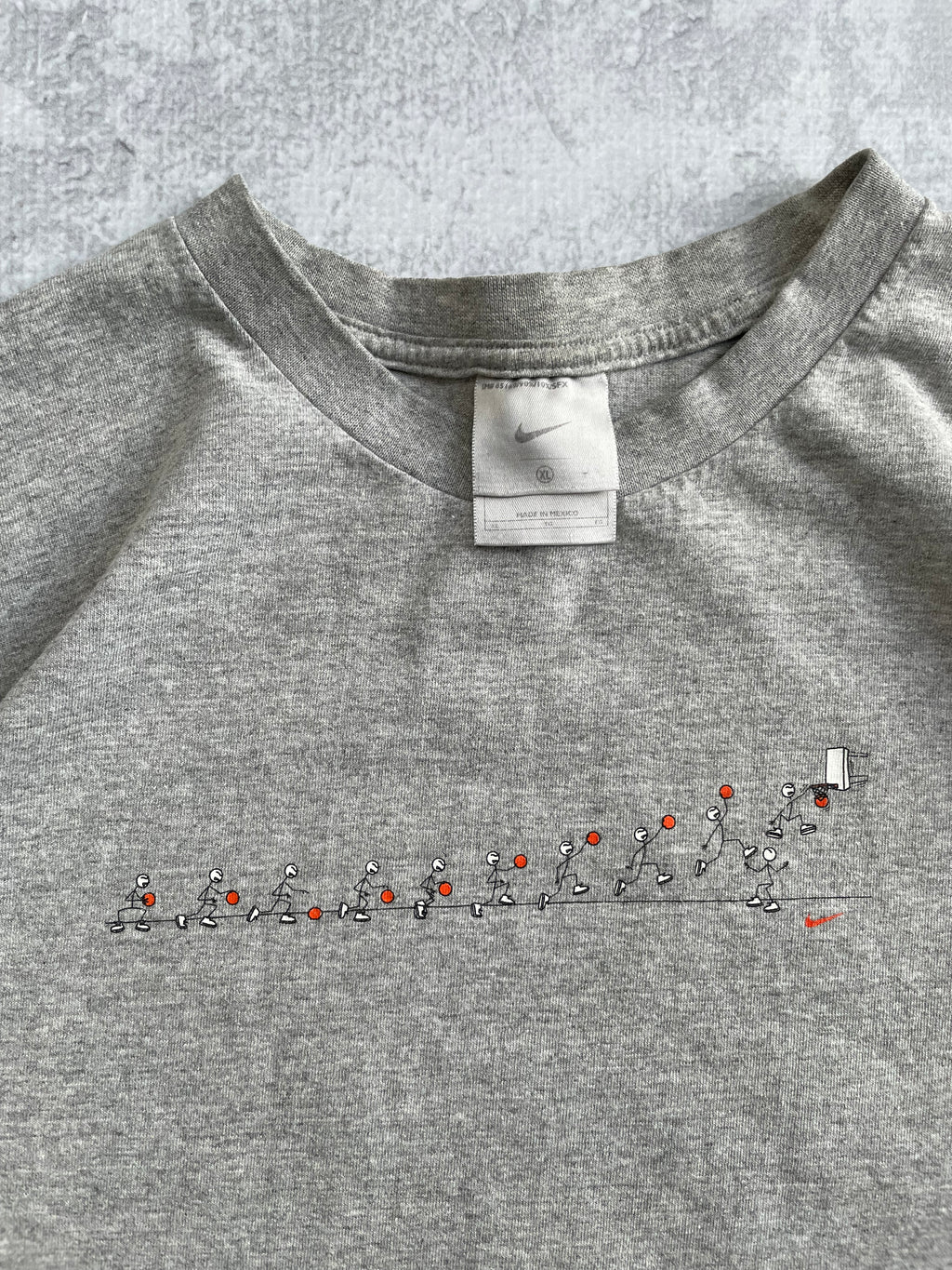 Vintage 2000s Nike Just Do It Basketball Cartoon Grey Tee Shirt - XL