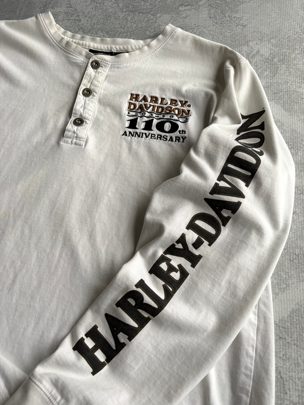 Harley Davidson Spellout White Longsleeve Tee Shirt - XL