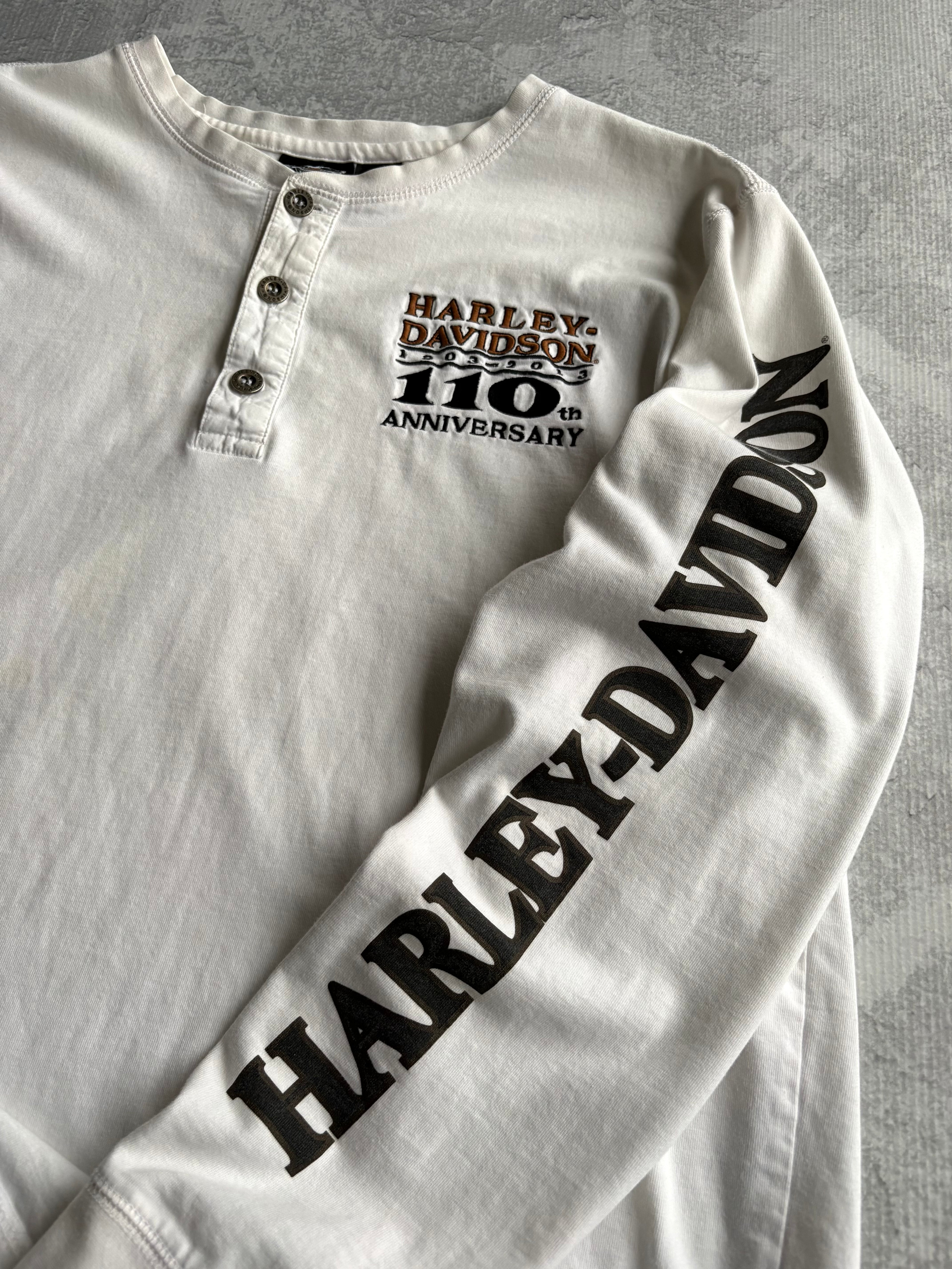 Harley Davidson Spellout White Longsleeve Tee Shirt - XL