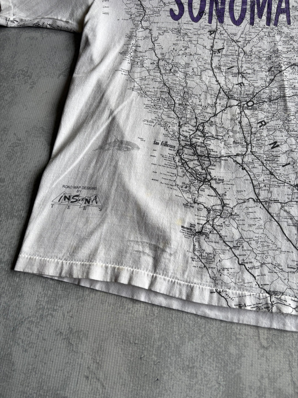 Vintage 90s Sonoma California Map AOP Tee Shirt - L