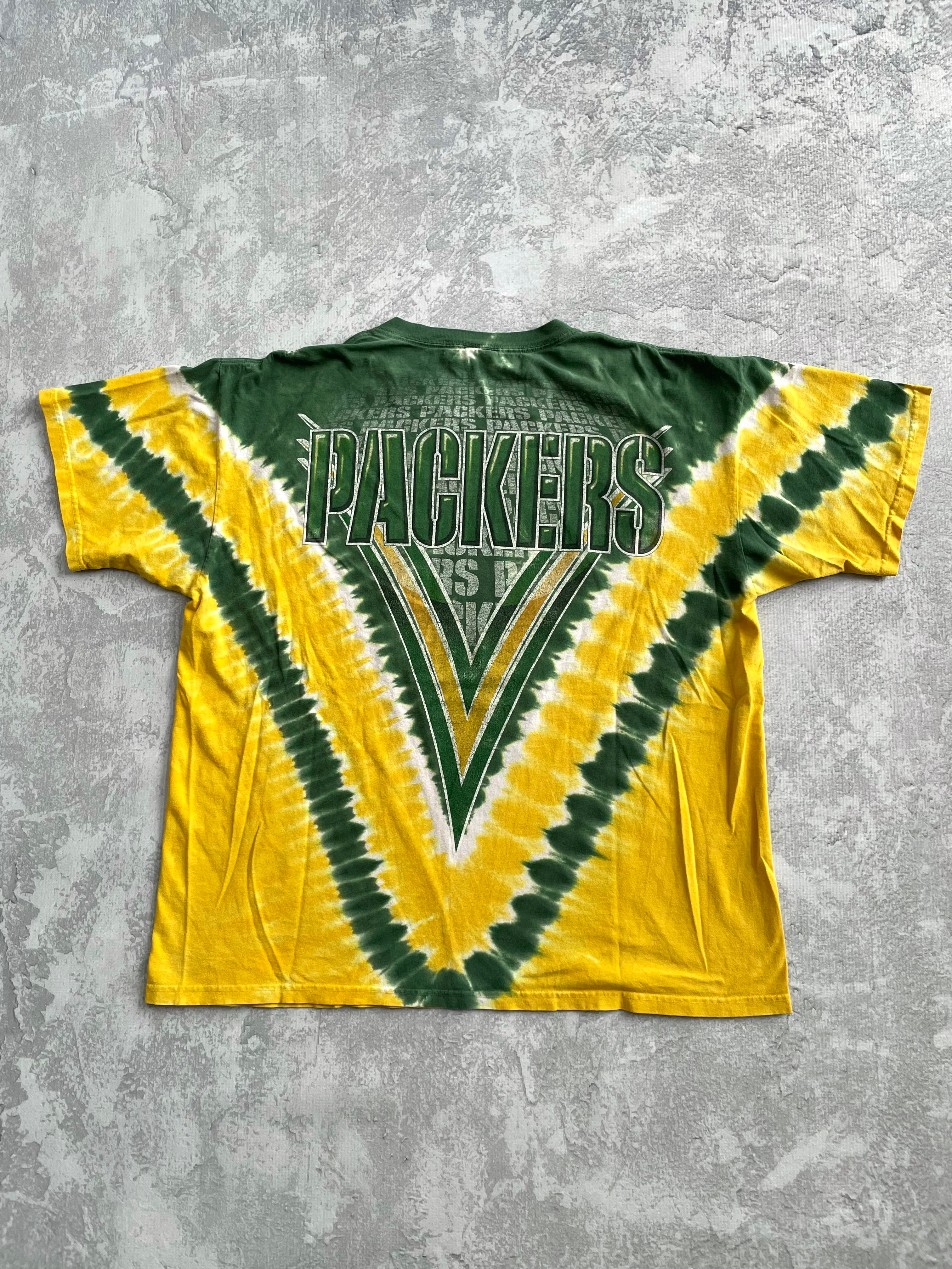 Vintage 2000s Green Bay Packers Tie Dye Tee Shirt - XL