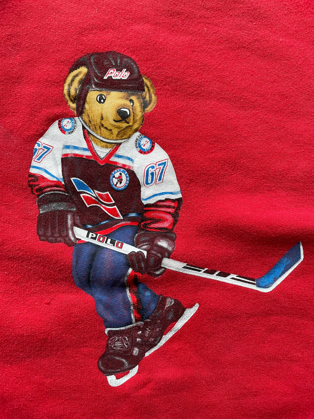 Vintage 90s RARE Polo Ralph Lauren Bear Hockey Crewneck - L