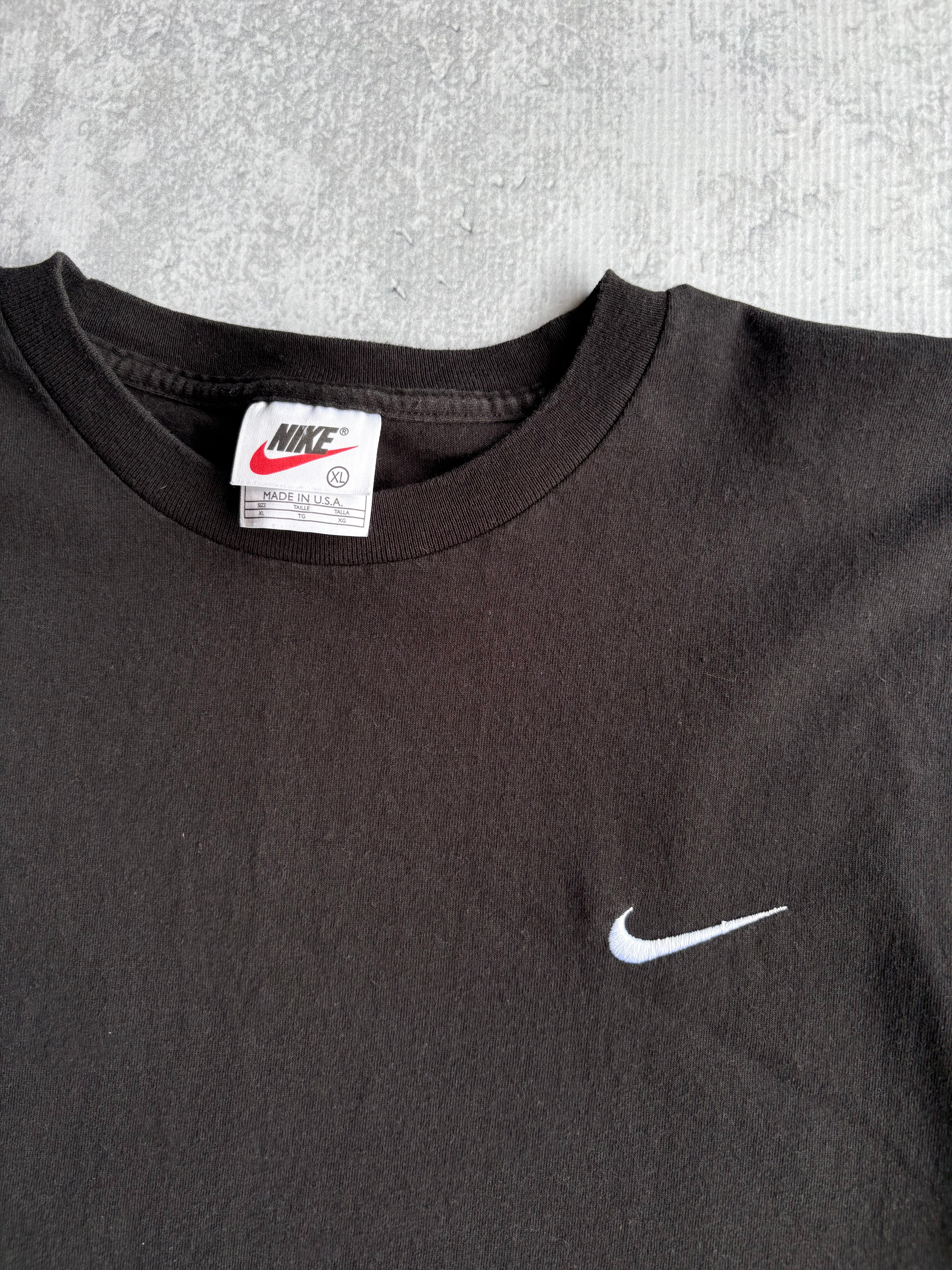 Vintage 90s Nike Swoosh Logo Black Tee Shirt - XL