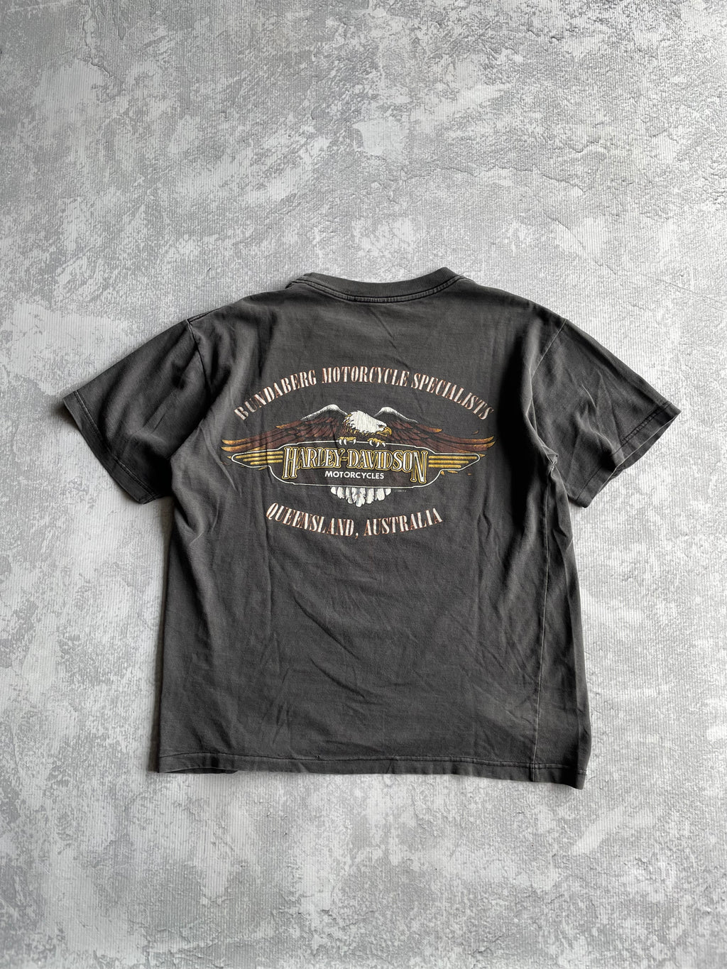 Vintage 90s Harley Davidson Spellout Bones Skull Faded Black Tee Shirt - L