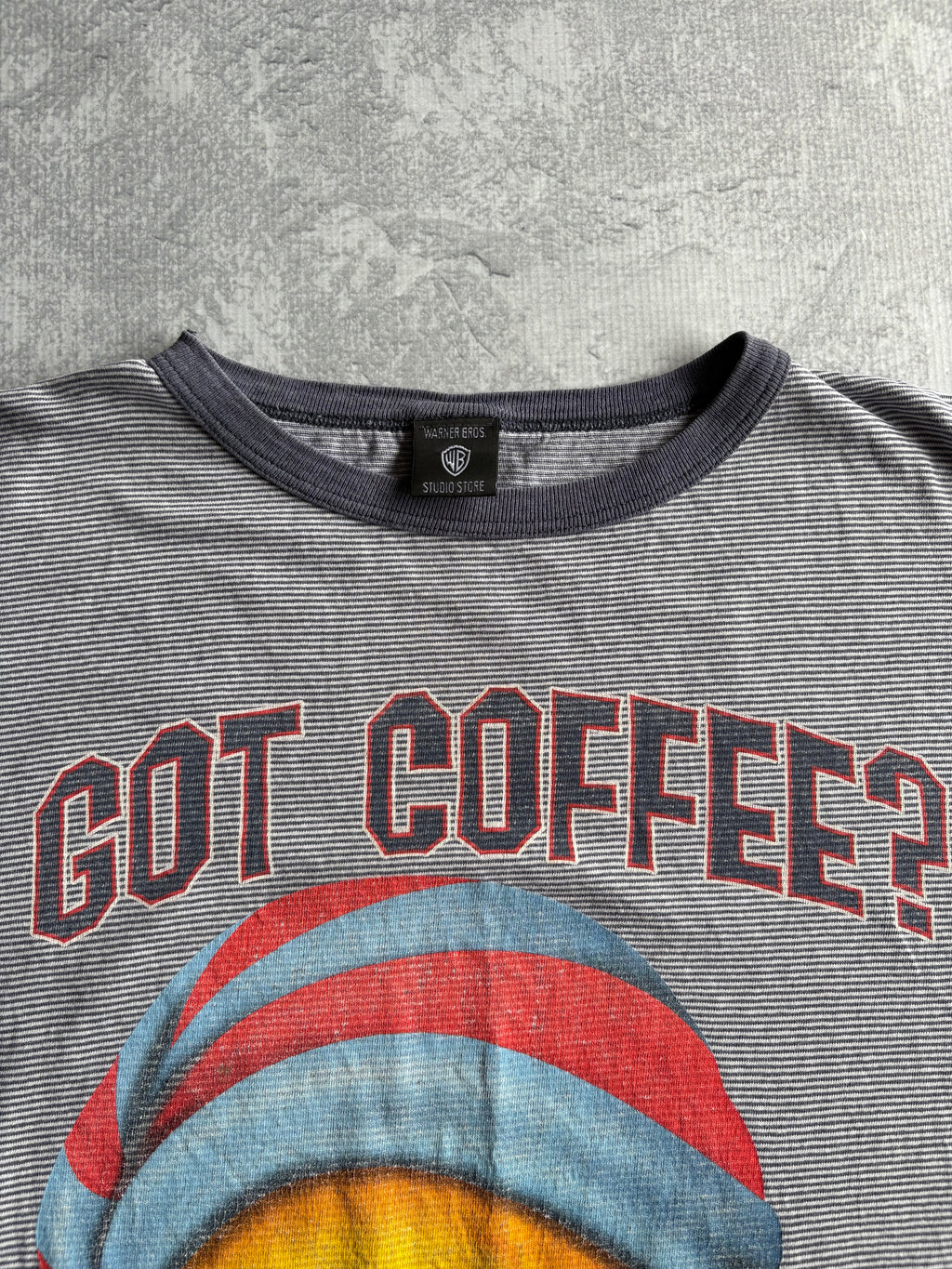 Vintage 90s Looney Tunes Tweety Got Coffee Cartoon Striped Tee Shirt - XLT