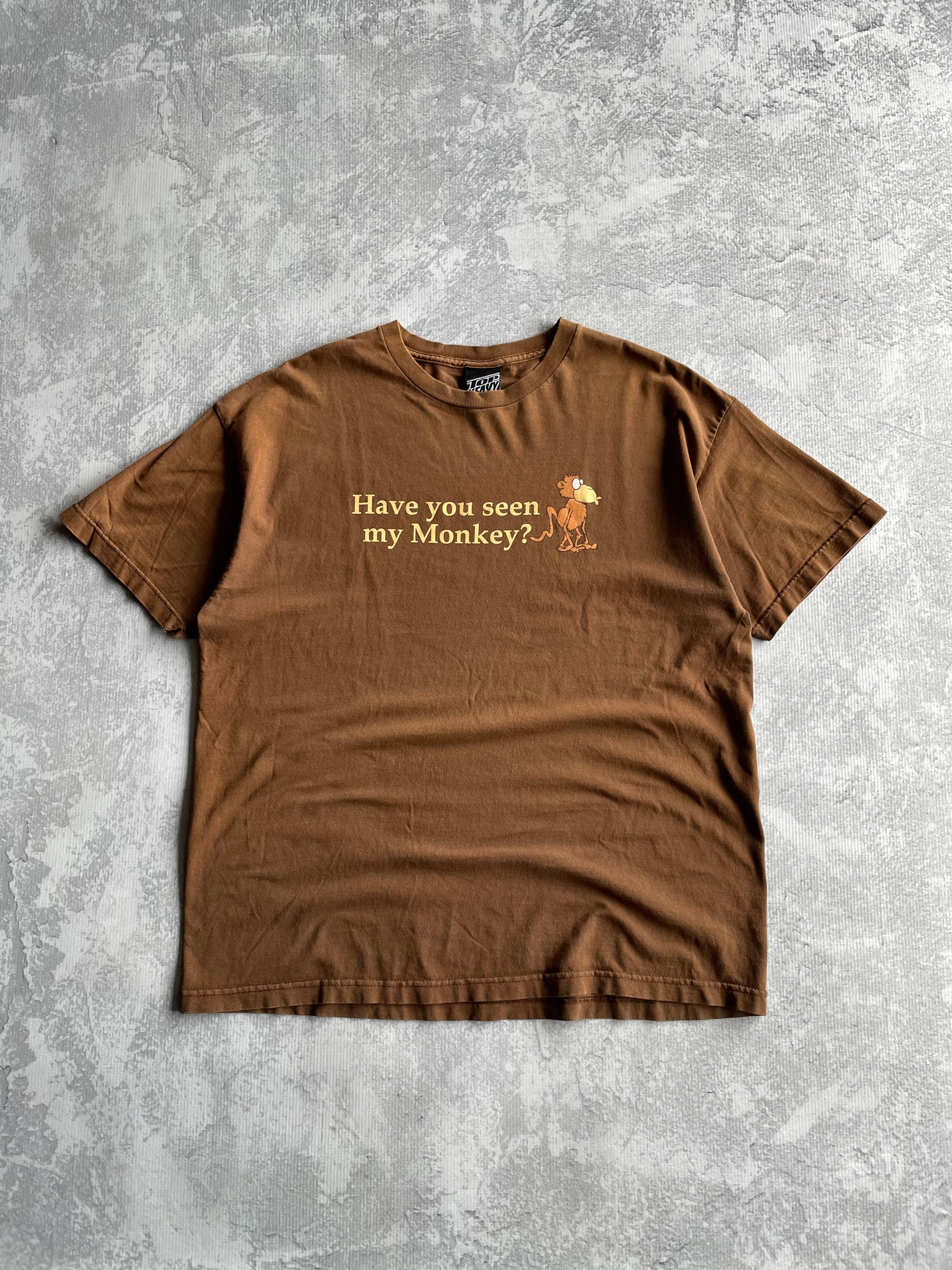 Vintage 90s Top Heavy Monkey Funny Brown Tee Shirt - XL