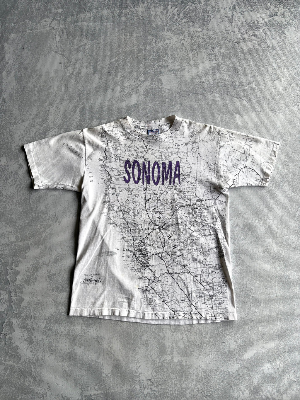 Vintage 90s Sonoma California Map AOP Tee Shirt - L