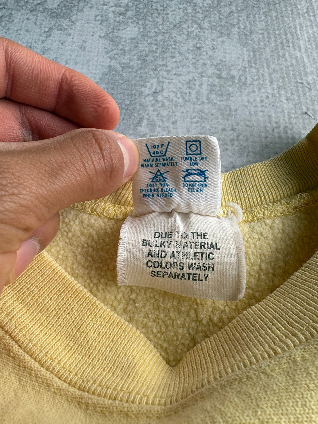 Vintage 80s Champion Reverse Weave Lifeguard Iowa Okoboji Yellow Sweater - XL