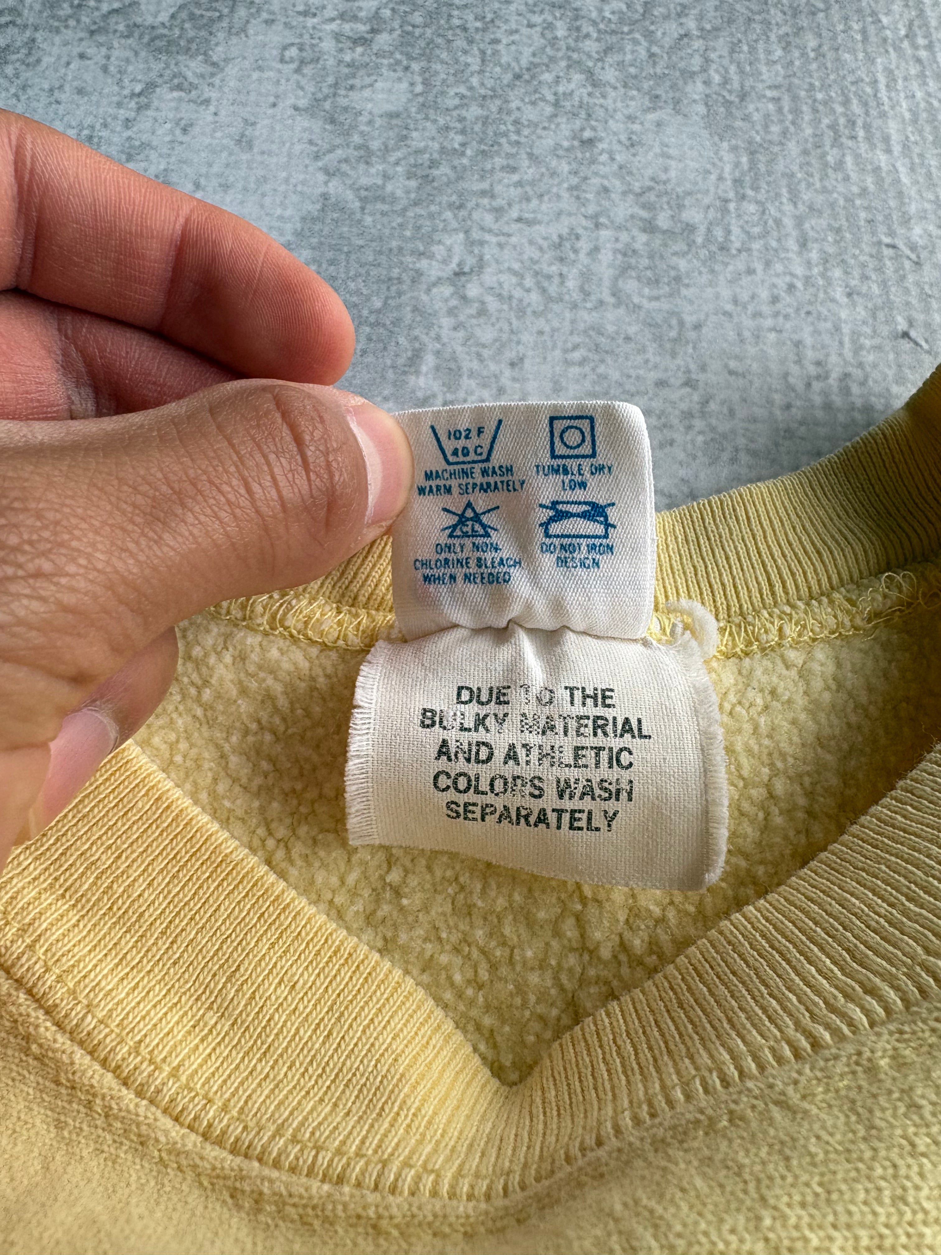 Vintage 80s Champion Reverse Weave Lifeguard Iowa Okoboji Yellow Sweater - XL