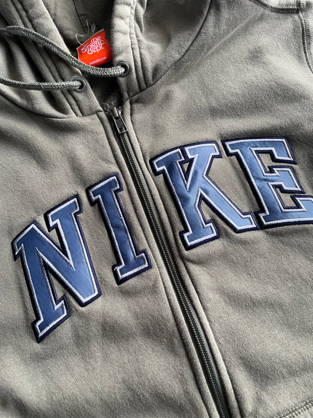 Vintage 2000s Nike Spellout Olive Green Zip Up- M