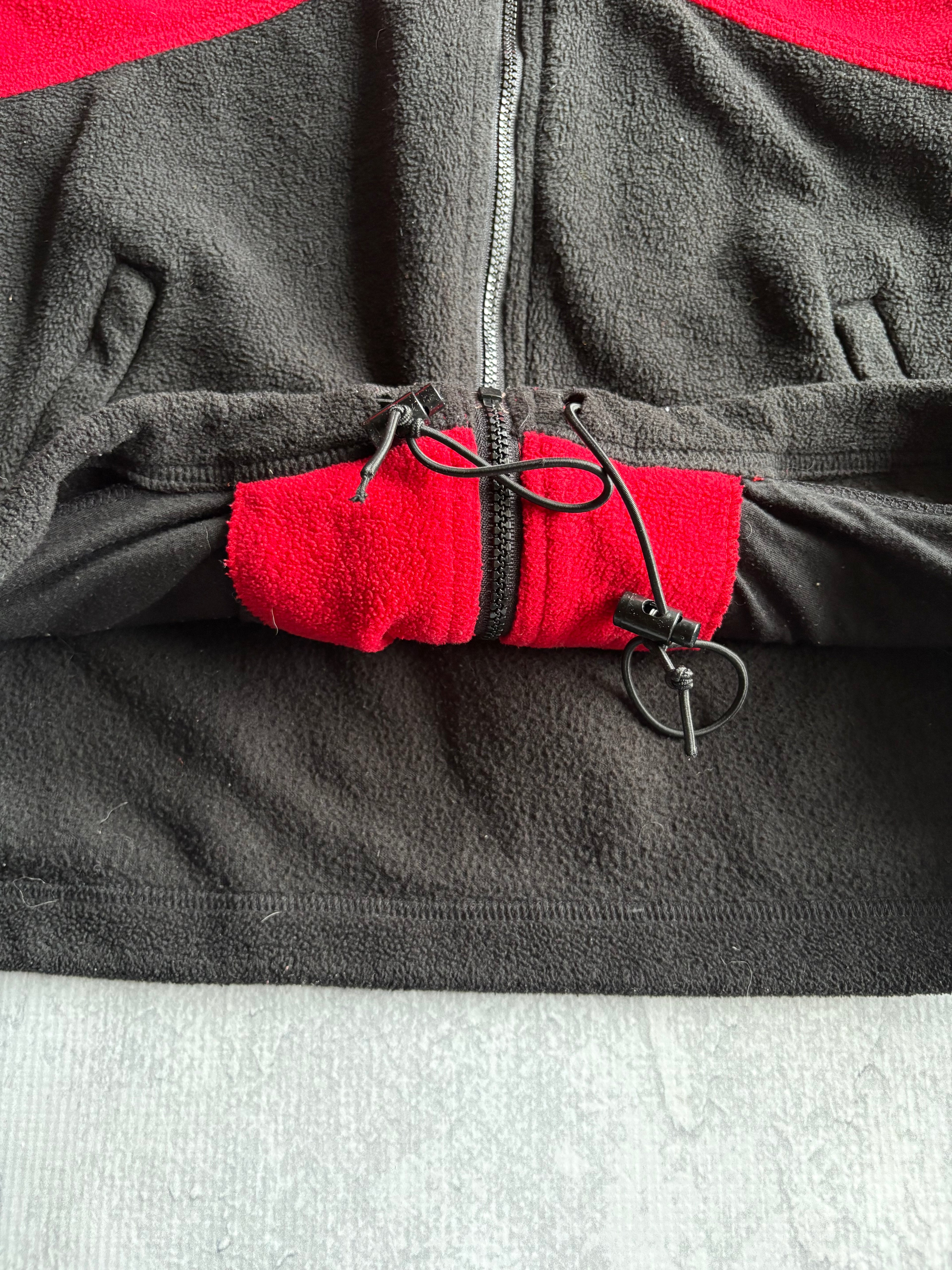 Vintage 90s Marlboro Zip Up Red Black Fleece Sweater - XL