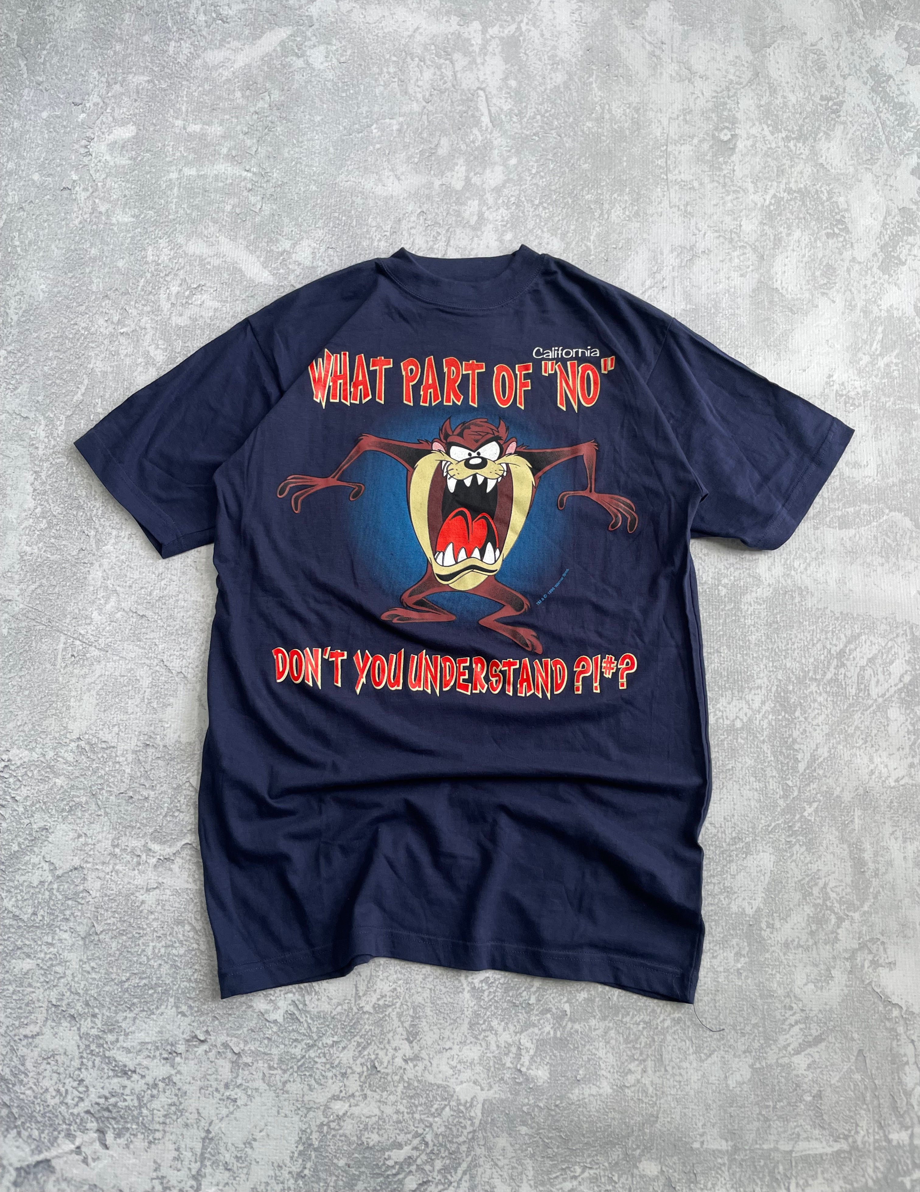 Vintage 1996 Looney Tunes Taz “NO” Blue Tee Shirt - L