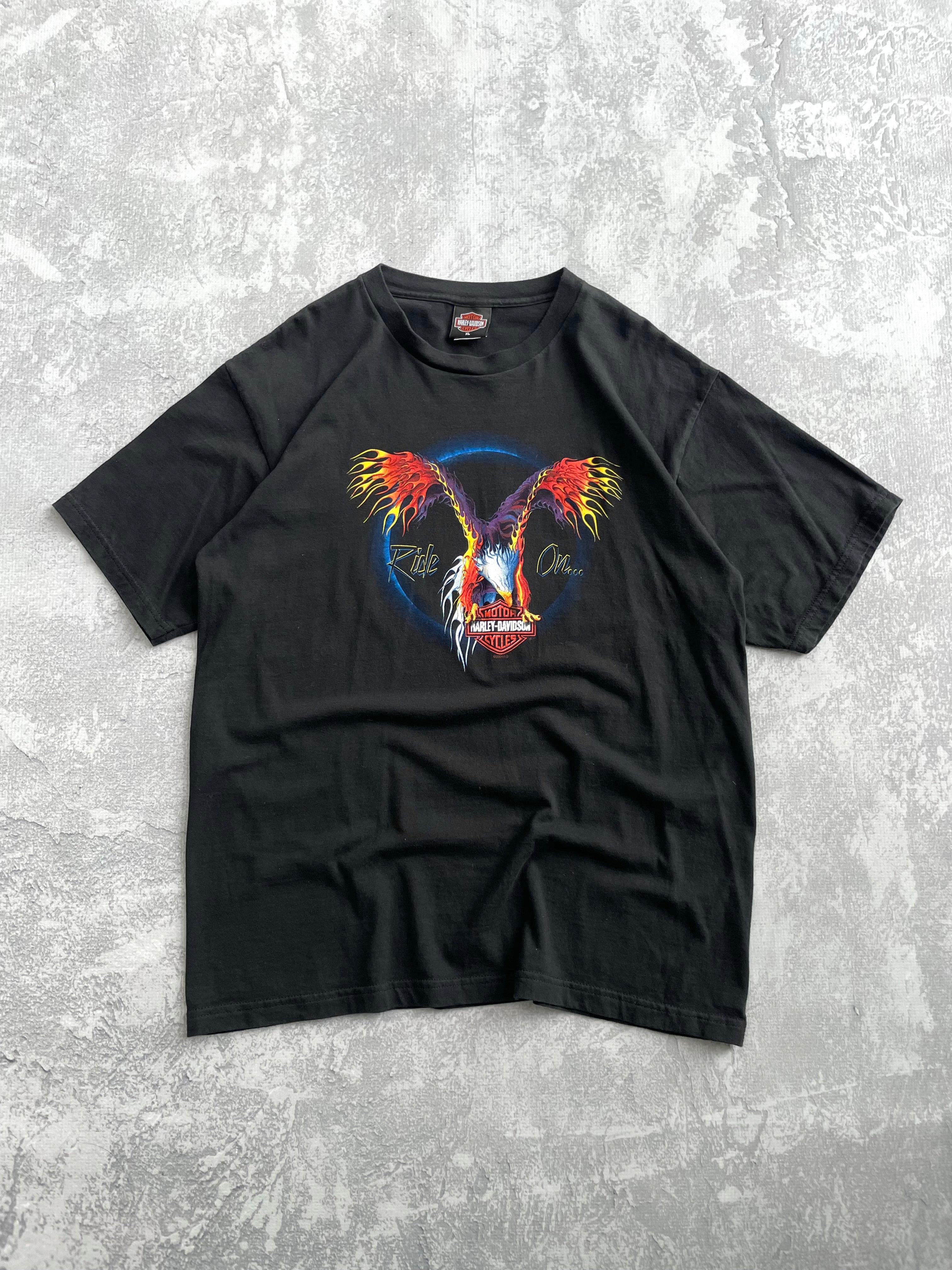 Vintage 2001 Harley Davidson Multicolor Eagle Biker Tee Shirt - XL