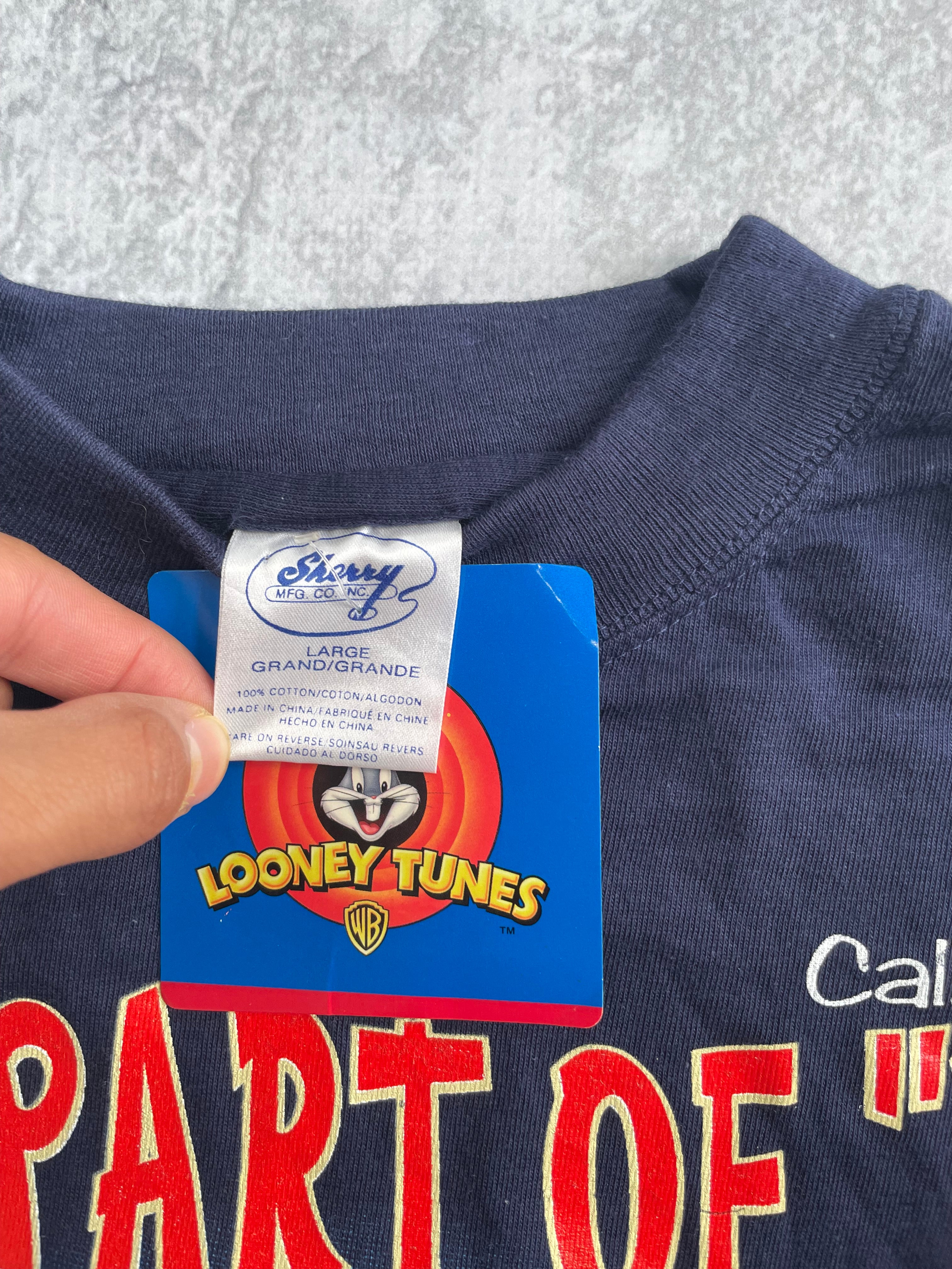 Vintage 1996 Looney Tunes Taz “NO” Blue Tee Shirt - L