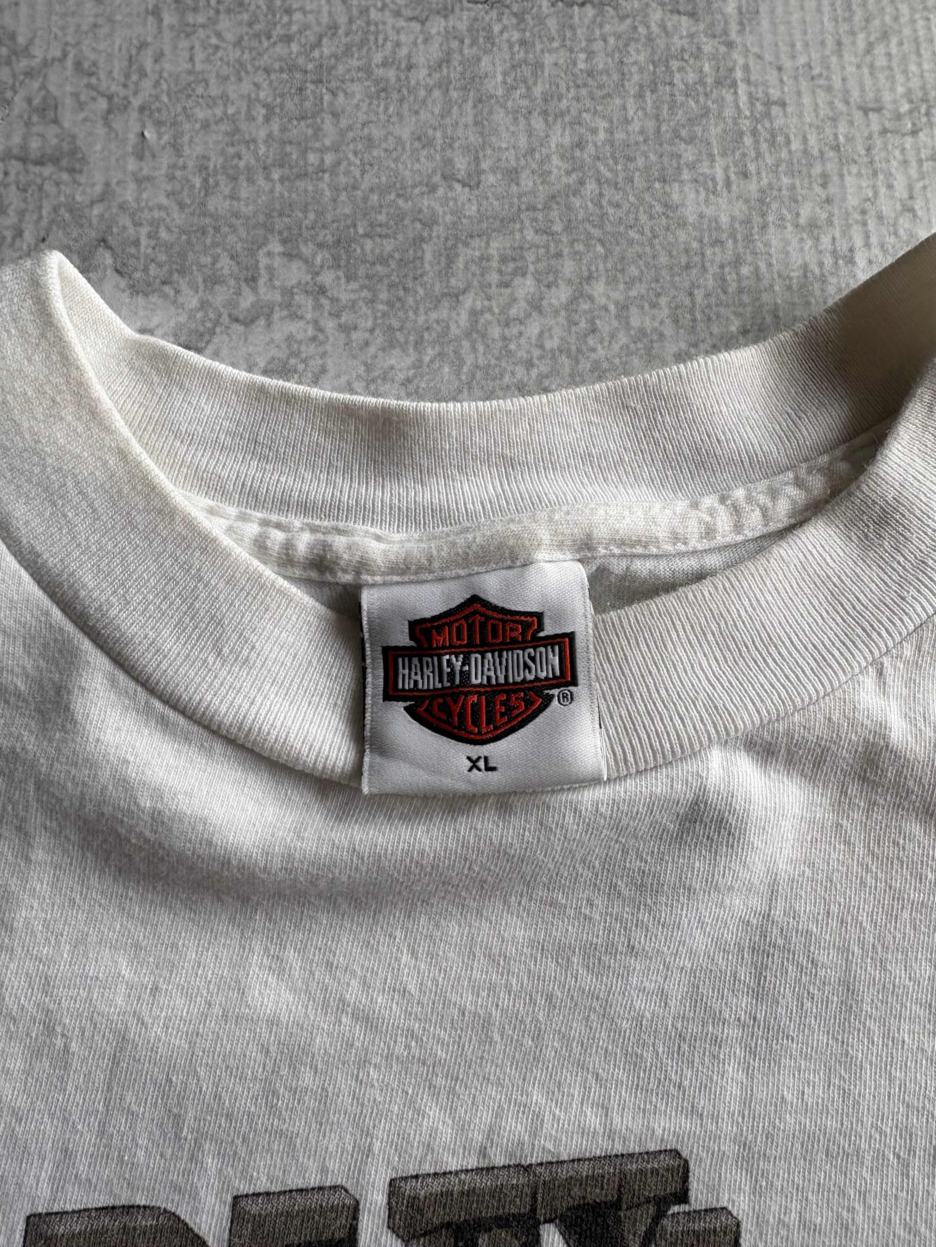 Vintage Harley Davidson Spell Out White Tee Shirt - XL