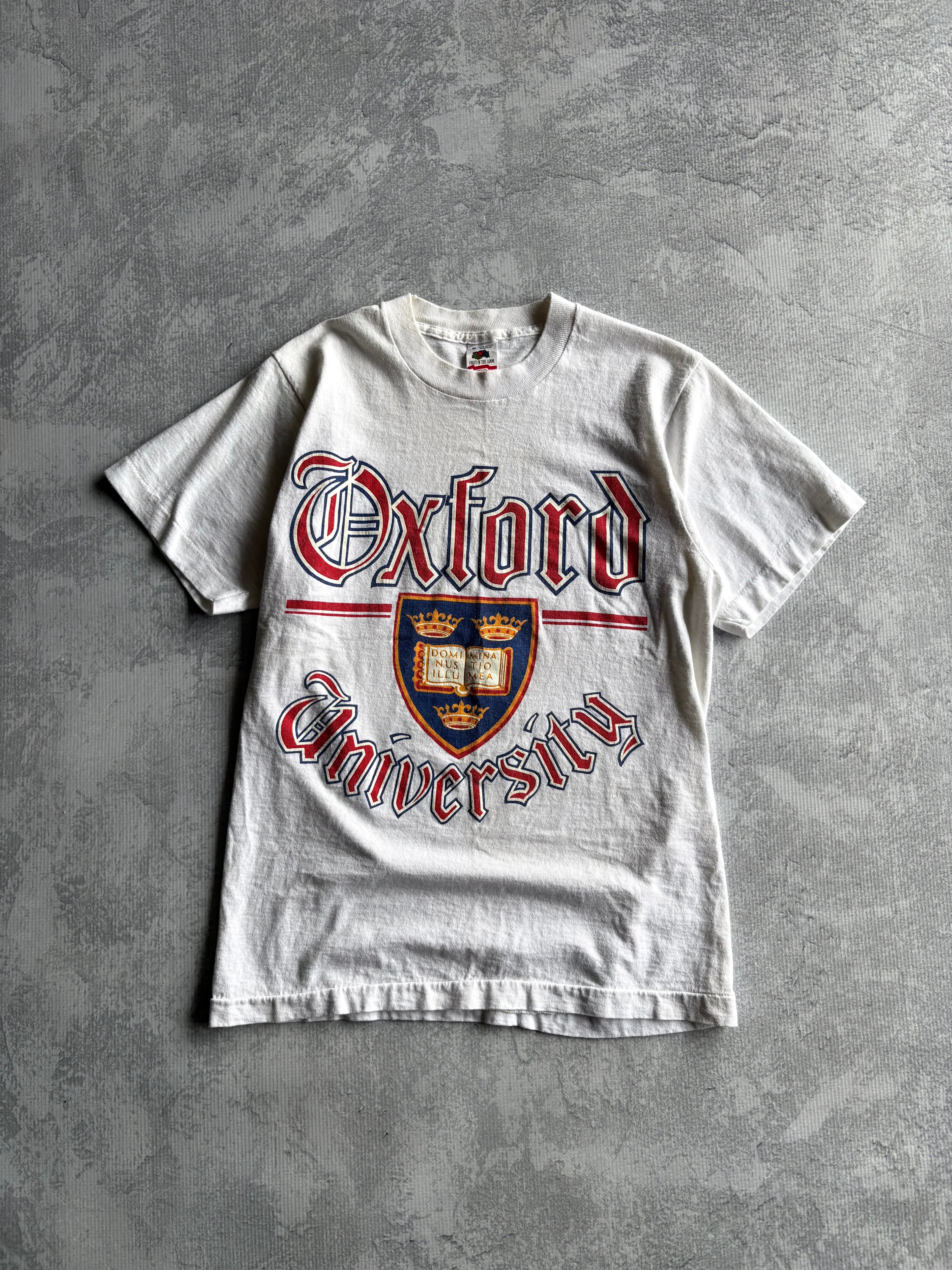 Vintage 90s Oxford University Spellout Logo White Tee Shirt - M