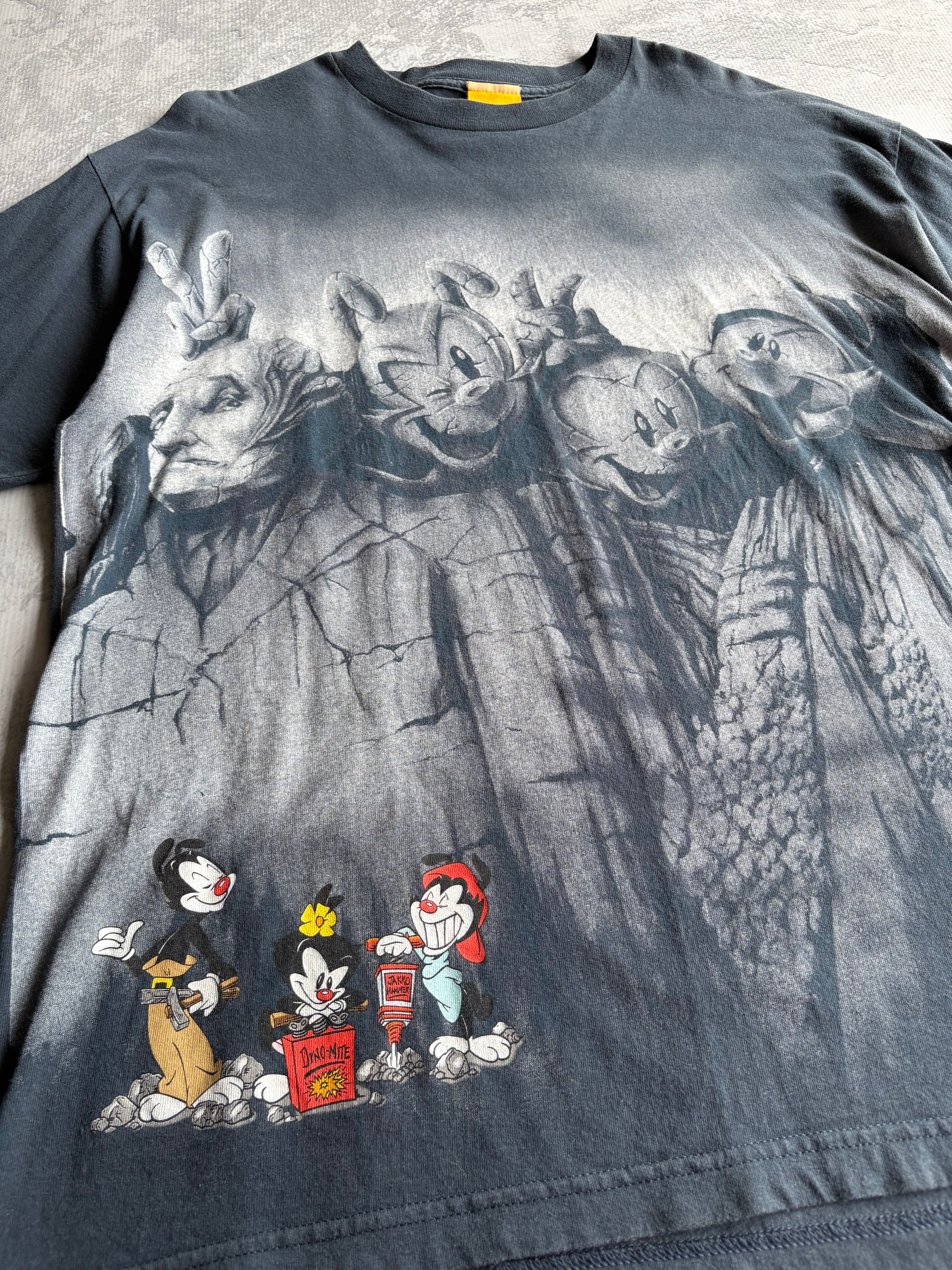 Vintage 1994 Warner Bros Animaniacs Mount Rushmore AOP Blue Tee Shirt - XL