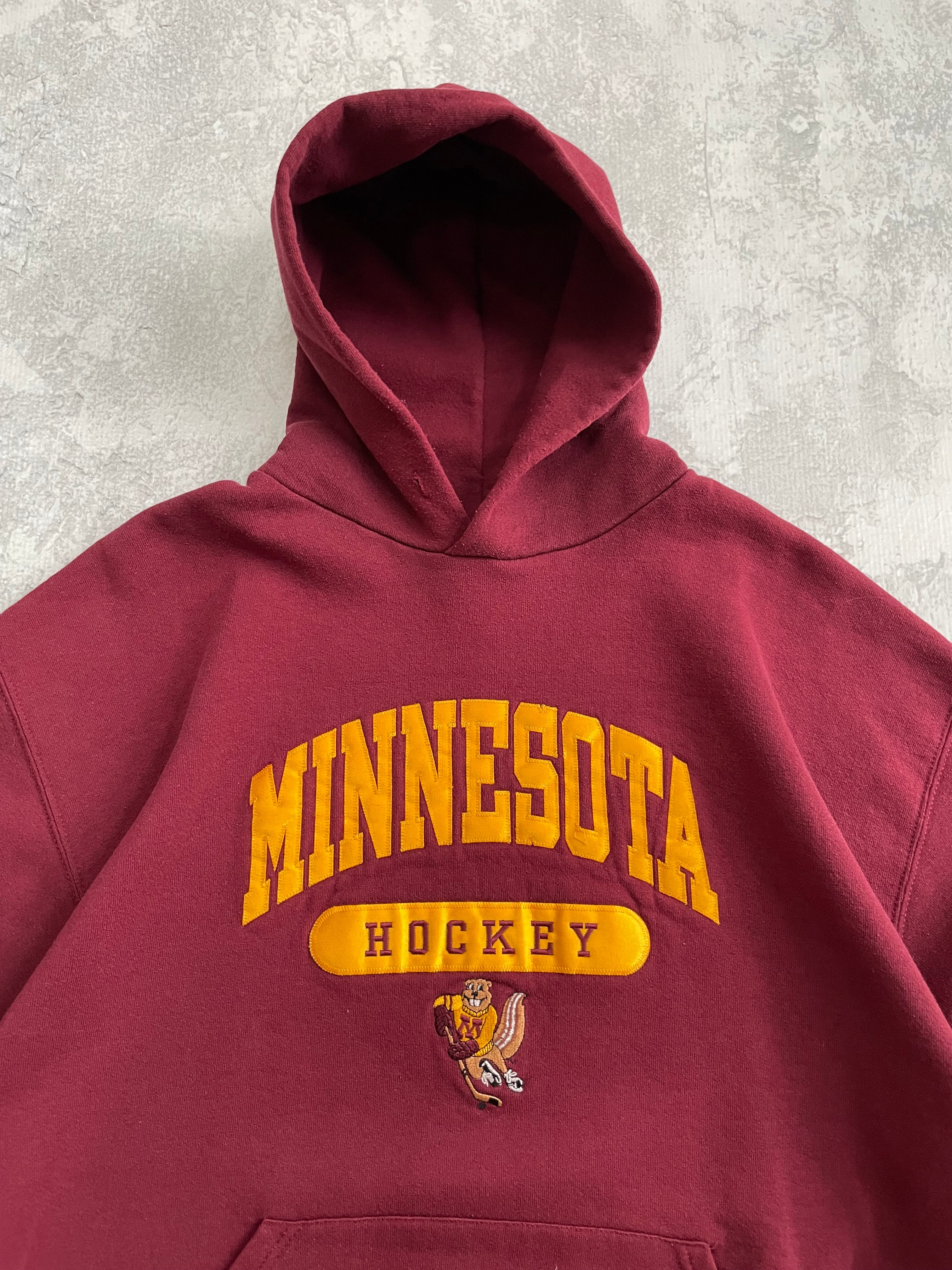 Vintage 90s Russell Athletic University of Minnesota Hockey Burgundy Hoodie - XL
