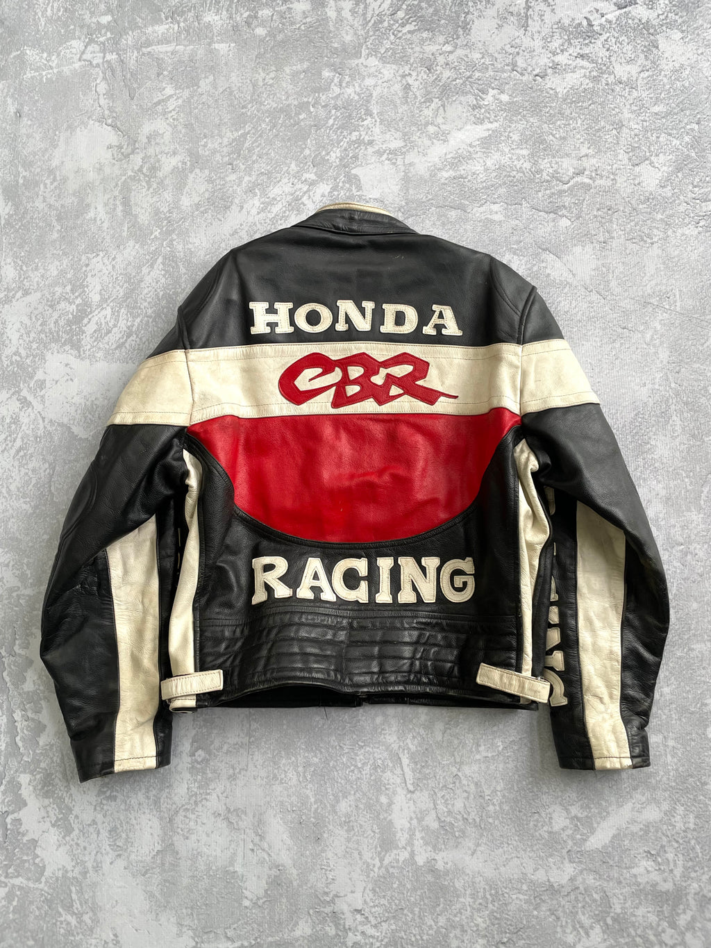 Vintage Honda Racing Leather Biker Boxy Jacket - L