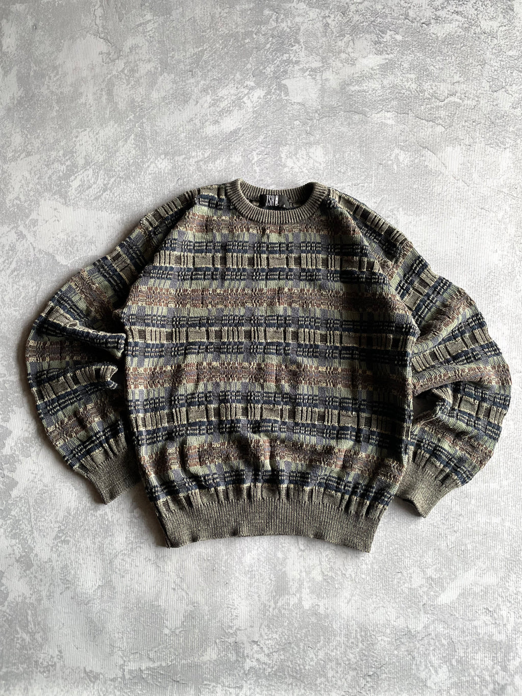 Vintage 90s TSR Geometric Knit Sweater - L