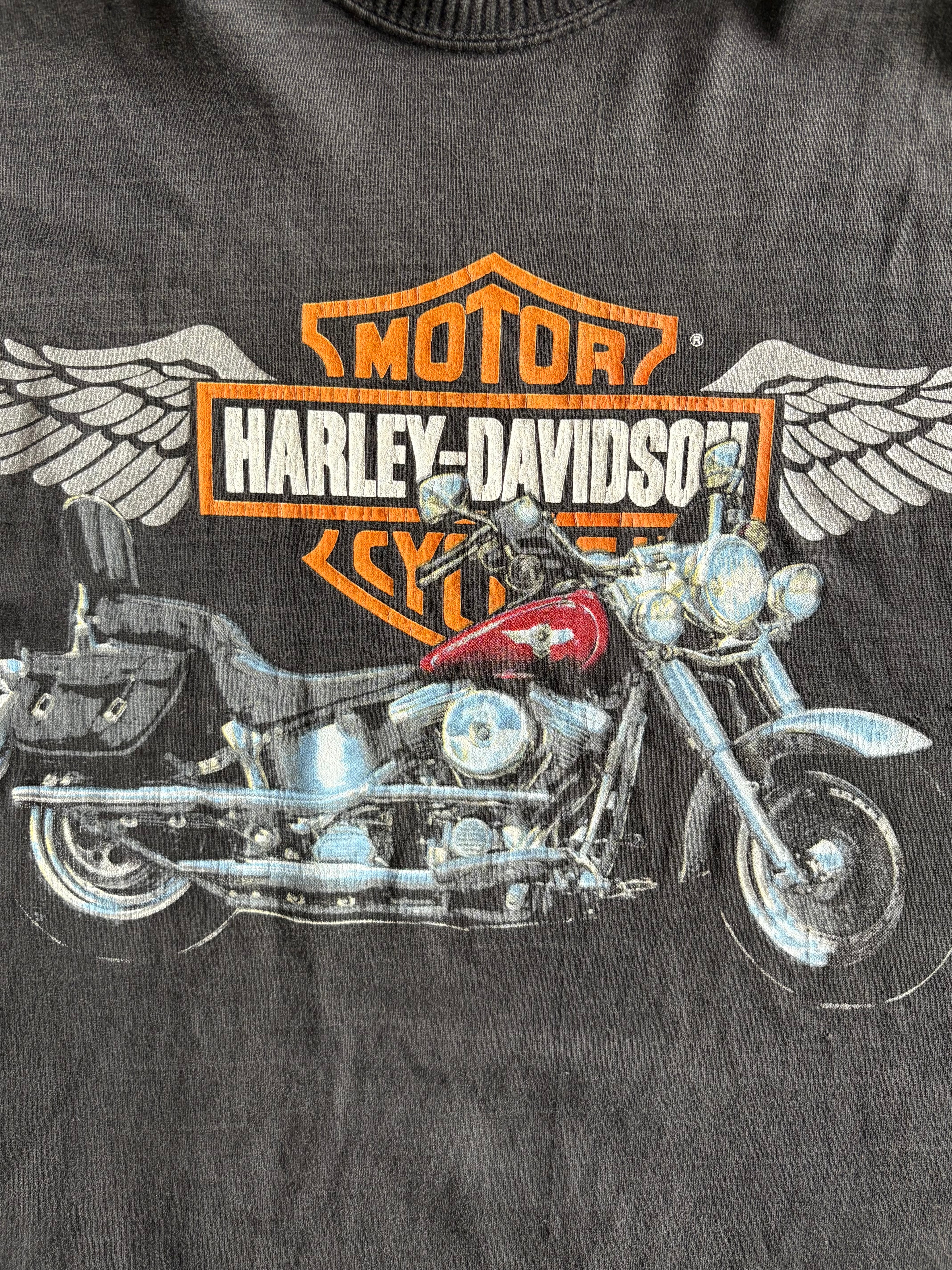 Vintage 90s Harley Davidson Logo Bike Canada Boxy Tee Shirt - L