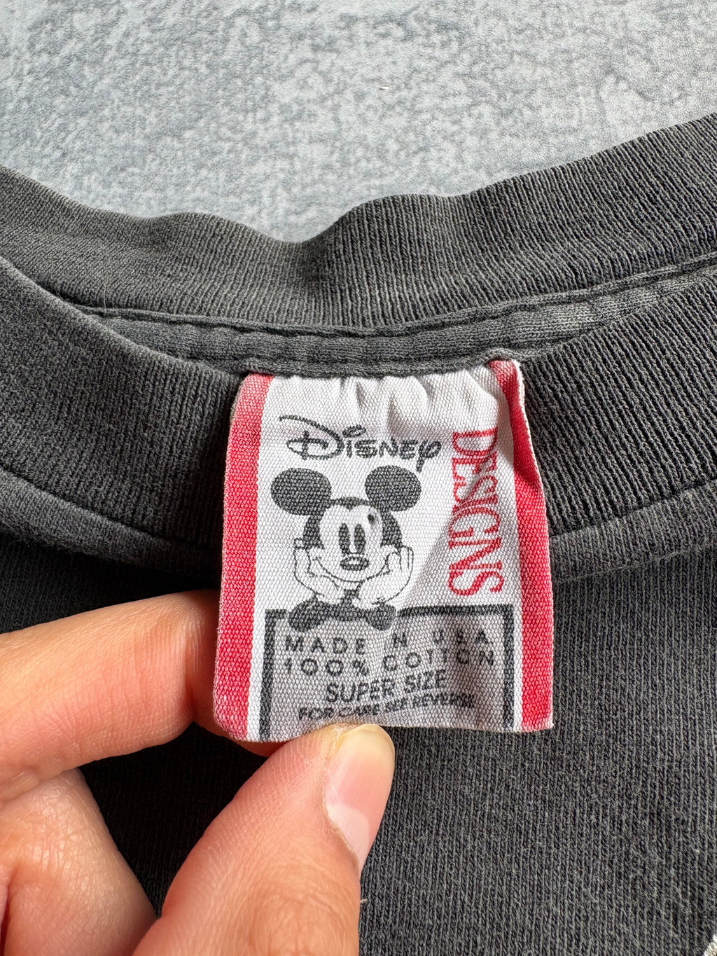 Vintage 90s Disney Designs Mickey Mouse Big Print Faded Black Tee Shirt - 2XL