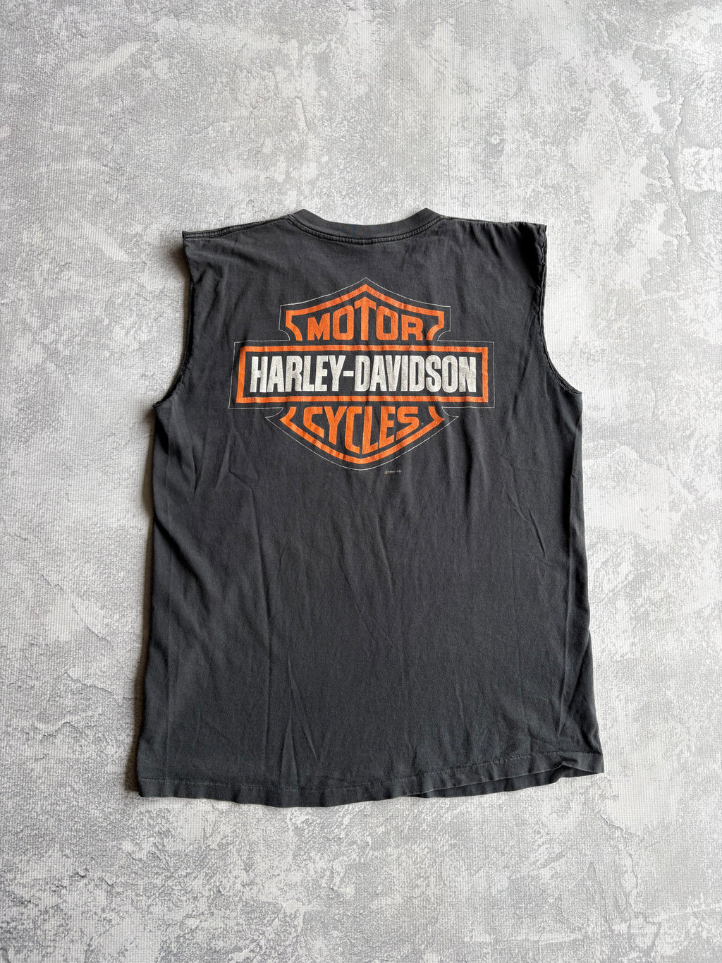 Vintage 1996 Harley Davidson Eagle Biker Faded Black Tank Top - L