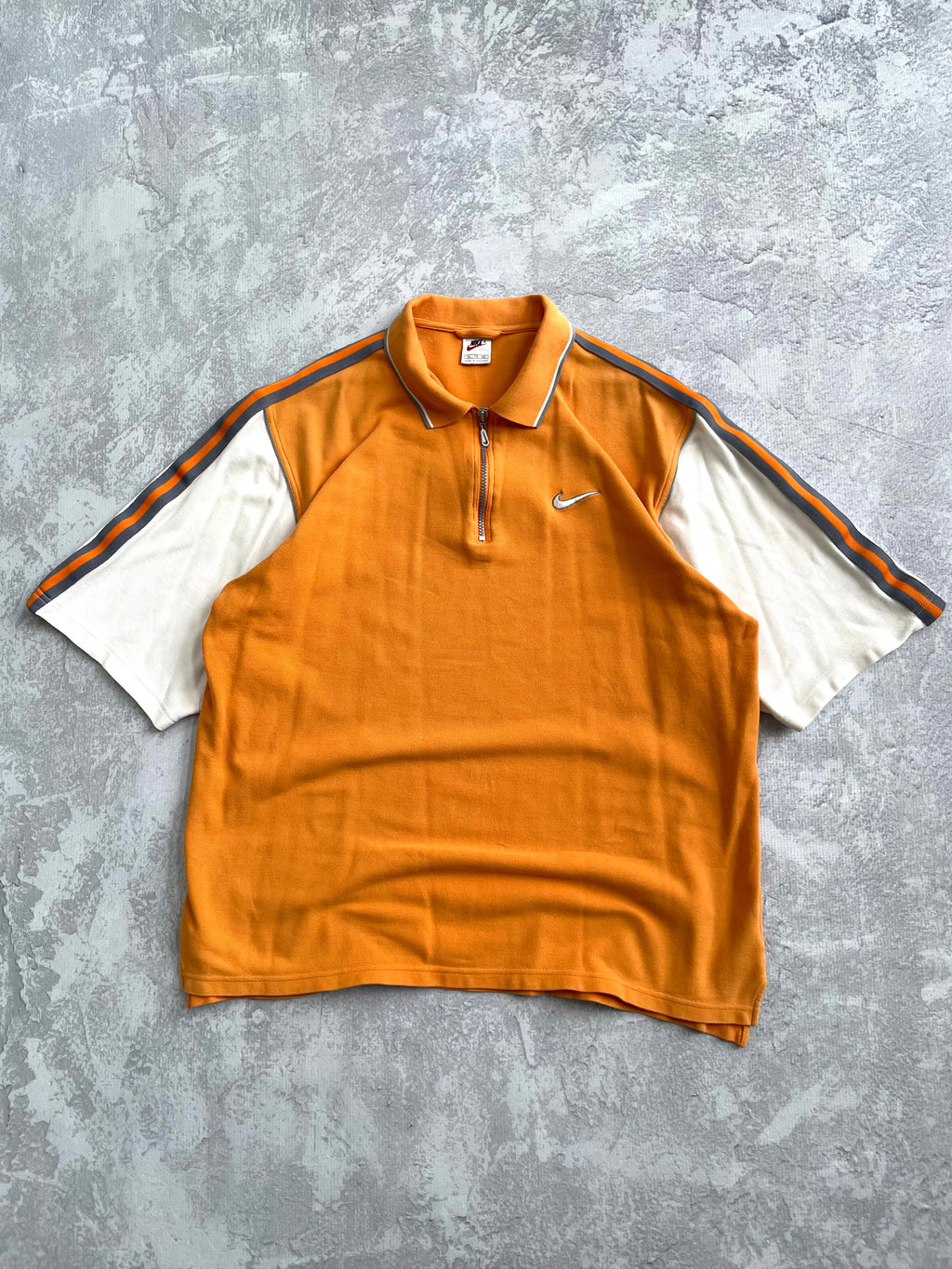 Vintage 90s Nike Orange Collared Striped Polo Shirt -2XL