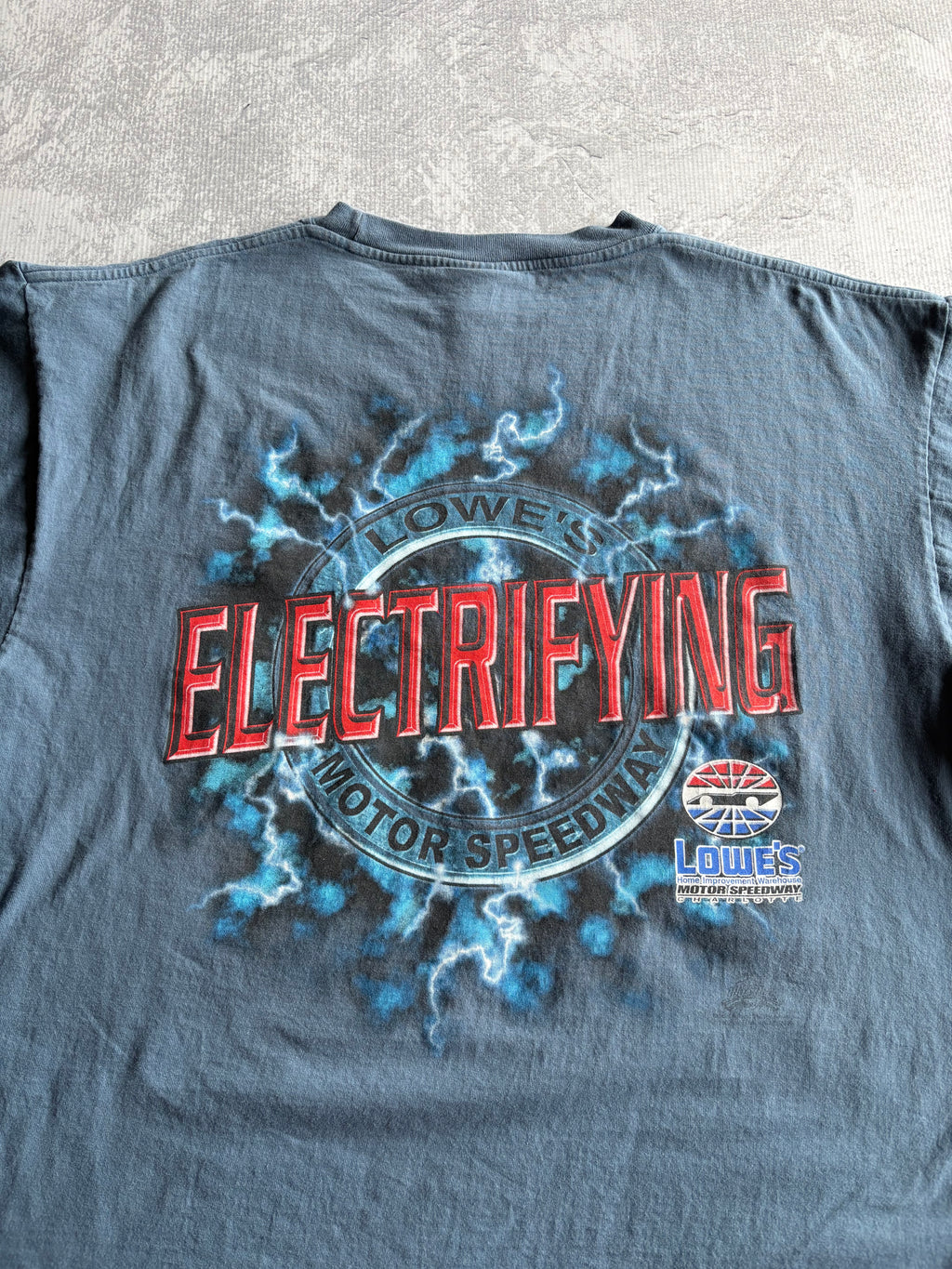 Vintage 90s Charlotte Motor Speedway Lightning Blue Tee Shirt - 2XL