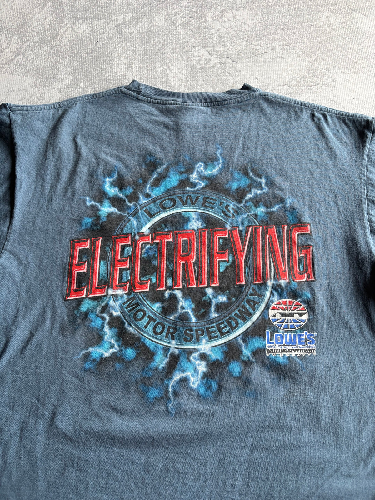 Vintage 90s Charlotte Motor Speedway Lightning Blue Tee Shirt - 2XL