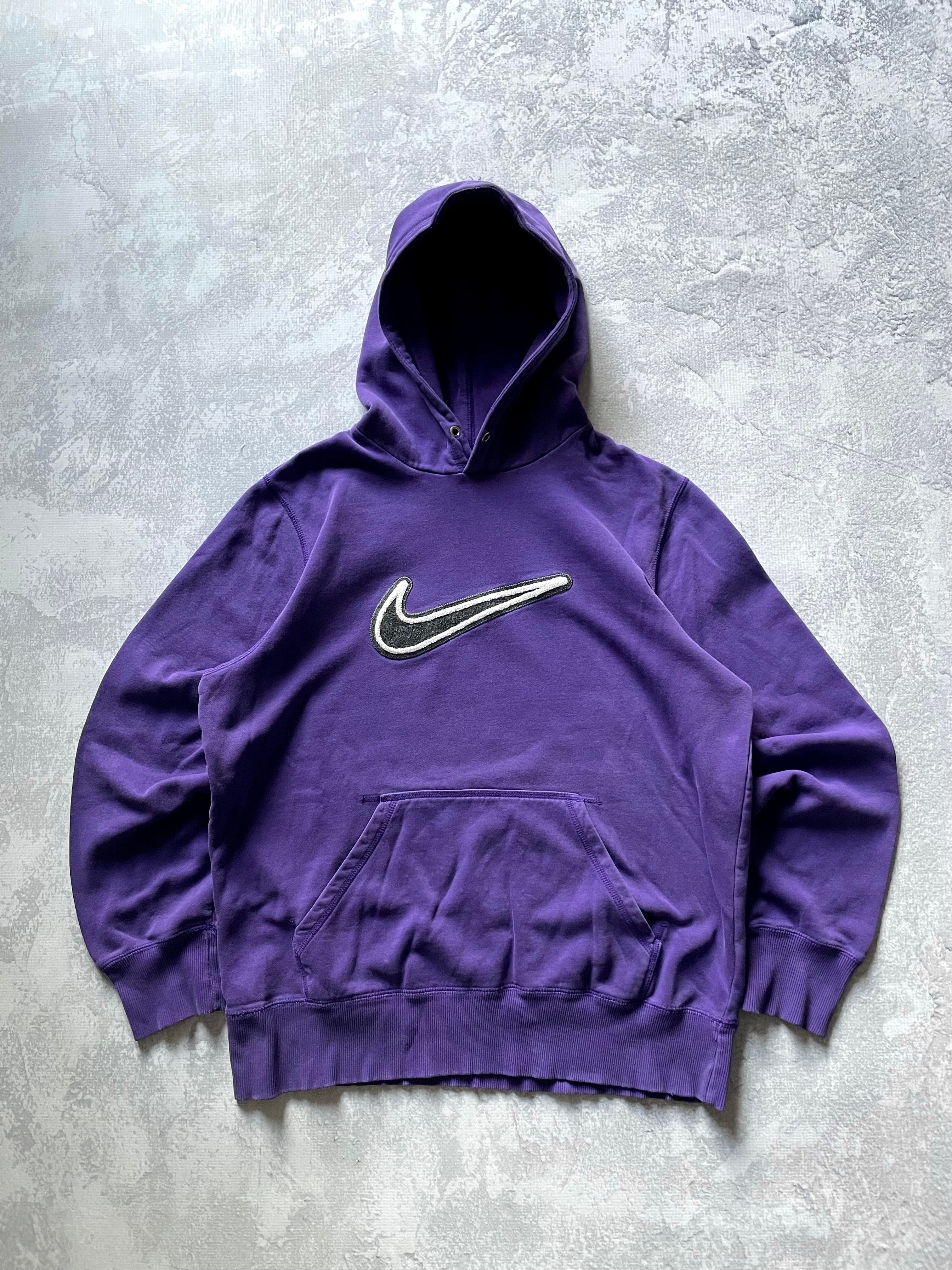 Y2k 2000s Nike Center Swoosh Purple Hoodie - L
