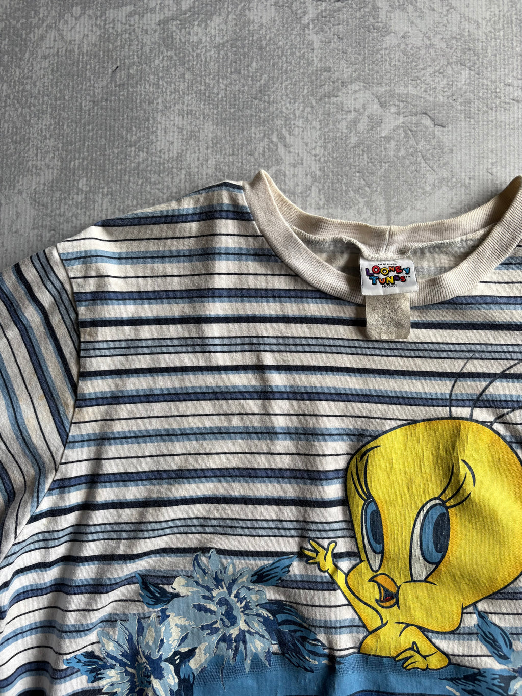 Vintage 90s Tweety Blues Striped Tee Shirt - XL