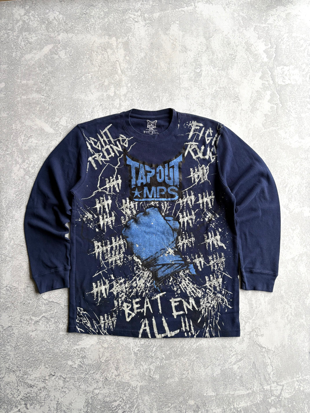 Vintage Y2K Tapout Thermal Longsleeve Blue Tee Shirt - 2XL