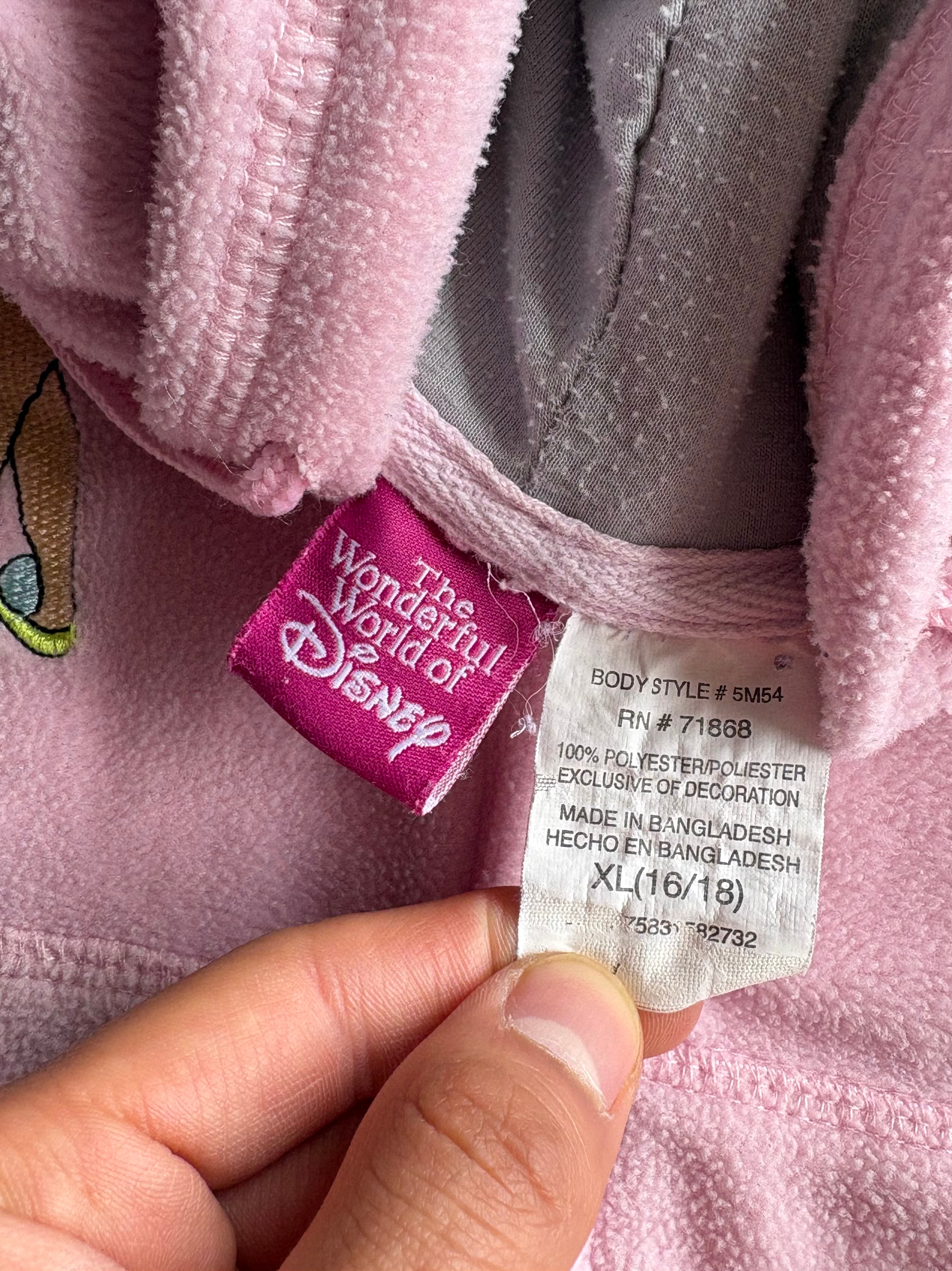 Vintage 90s Disney Tinker Bell Fleece Pink Full Zip Hoodie - S