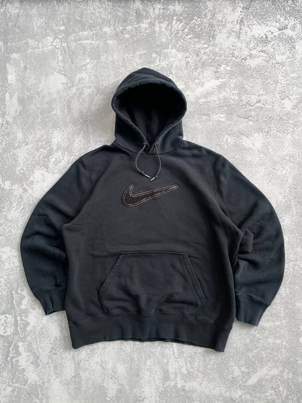 Y2k 2000s Nike Center Swoosh Black Hoodie - XL