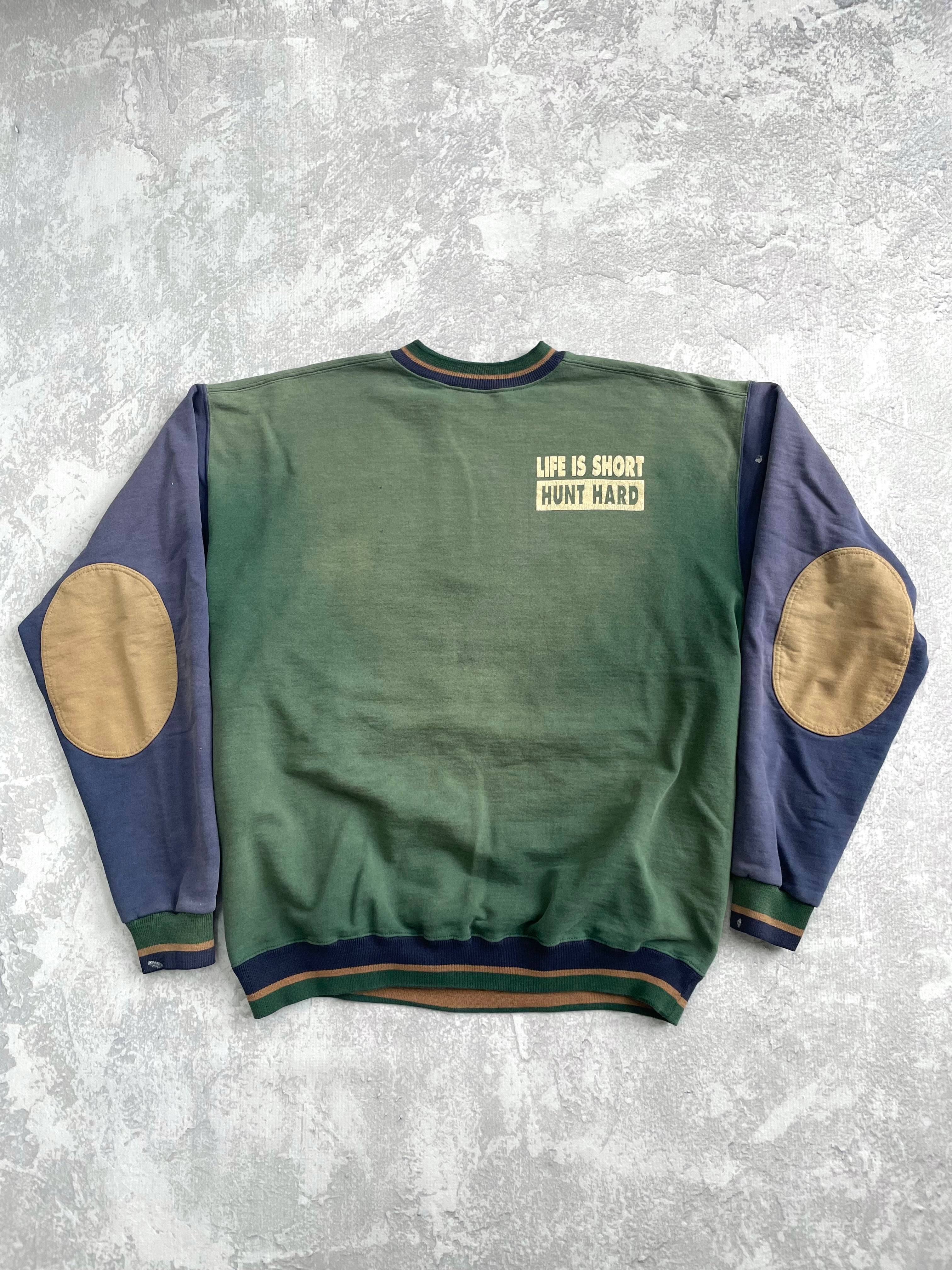 Vintage 90s I’d Rather Be Hunting Green Faded Sweater - XL
