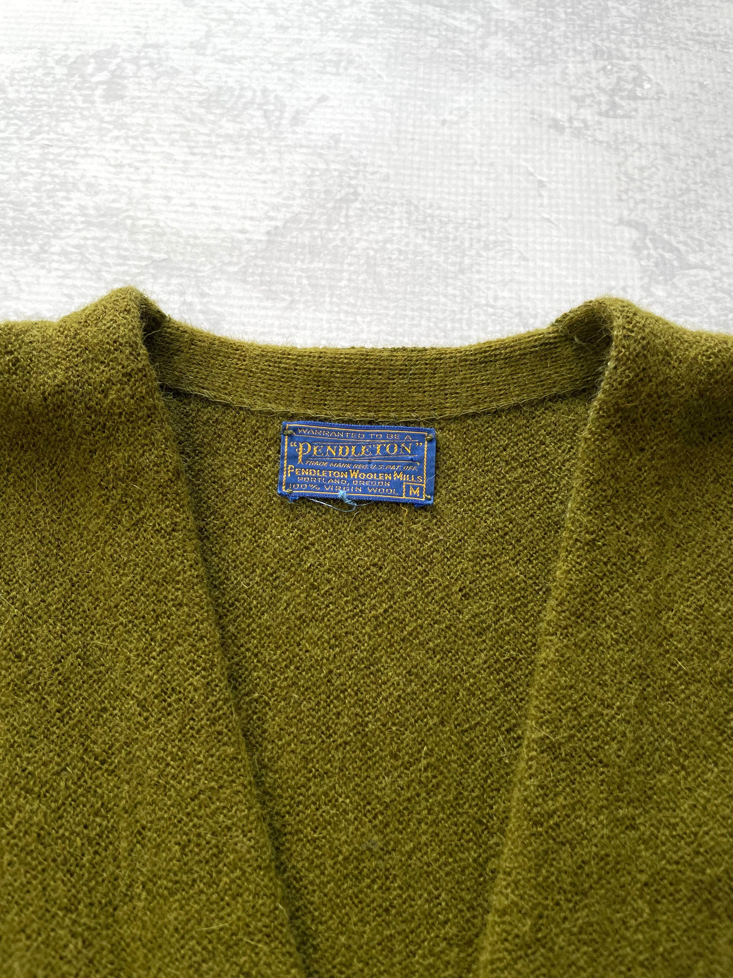 Vintage 80s Pendleton Wool Green Cardigan - M