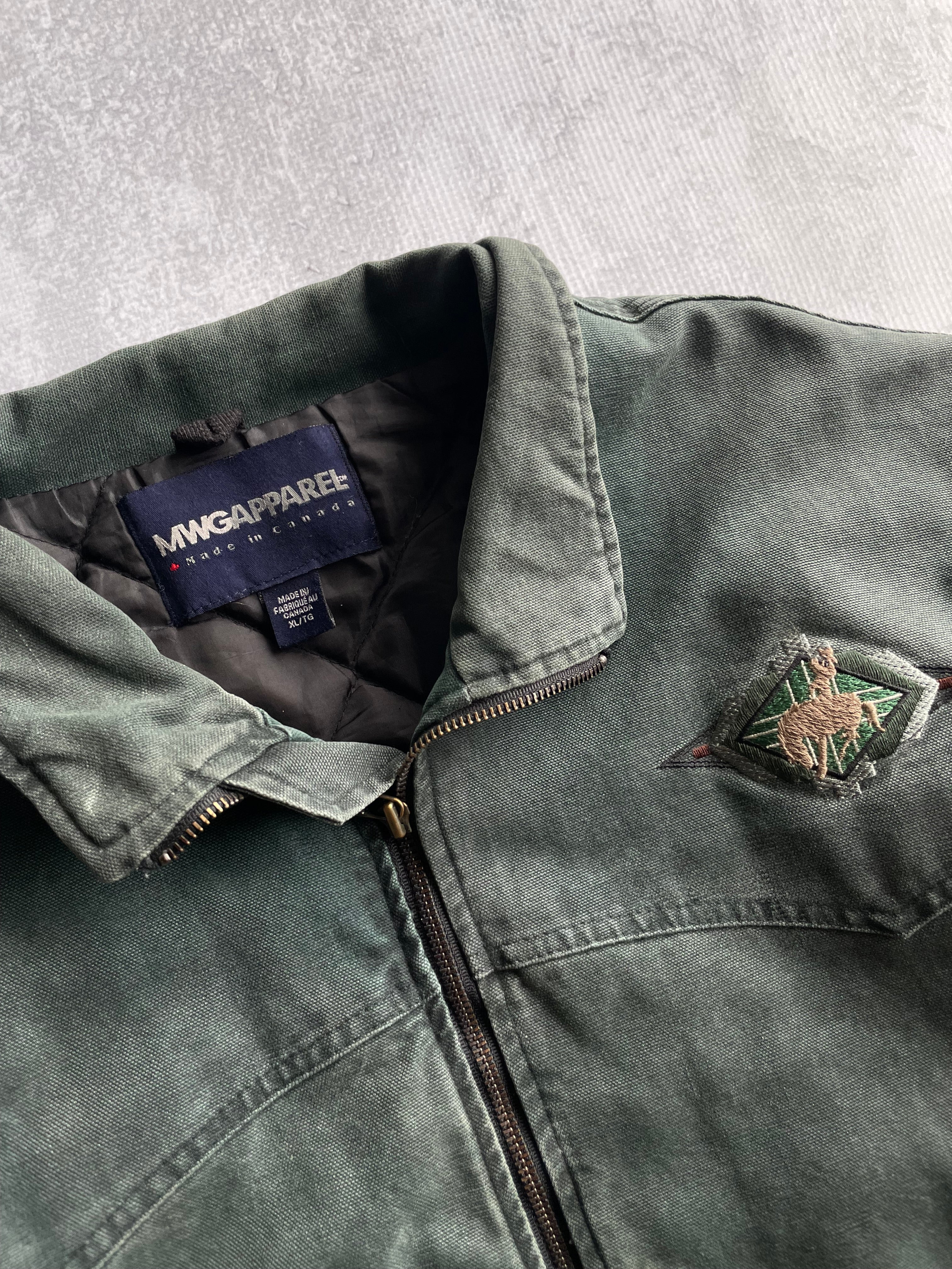 Vintage Carhartt Aztec Style Faded Green Workwear Jacket - XL